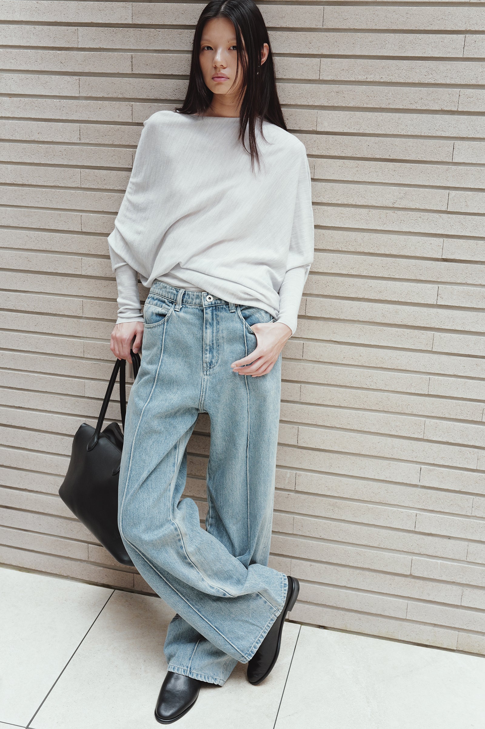 Washable 100% Wool Pullover Light Gray