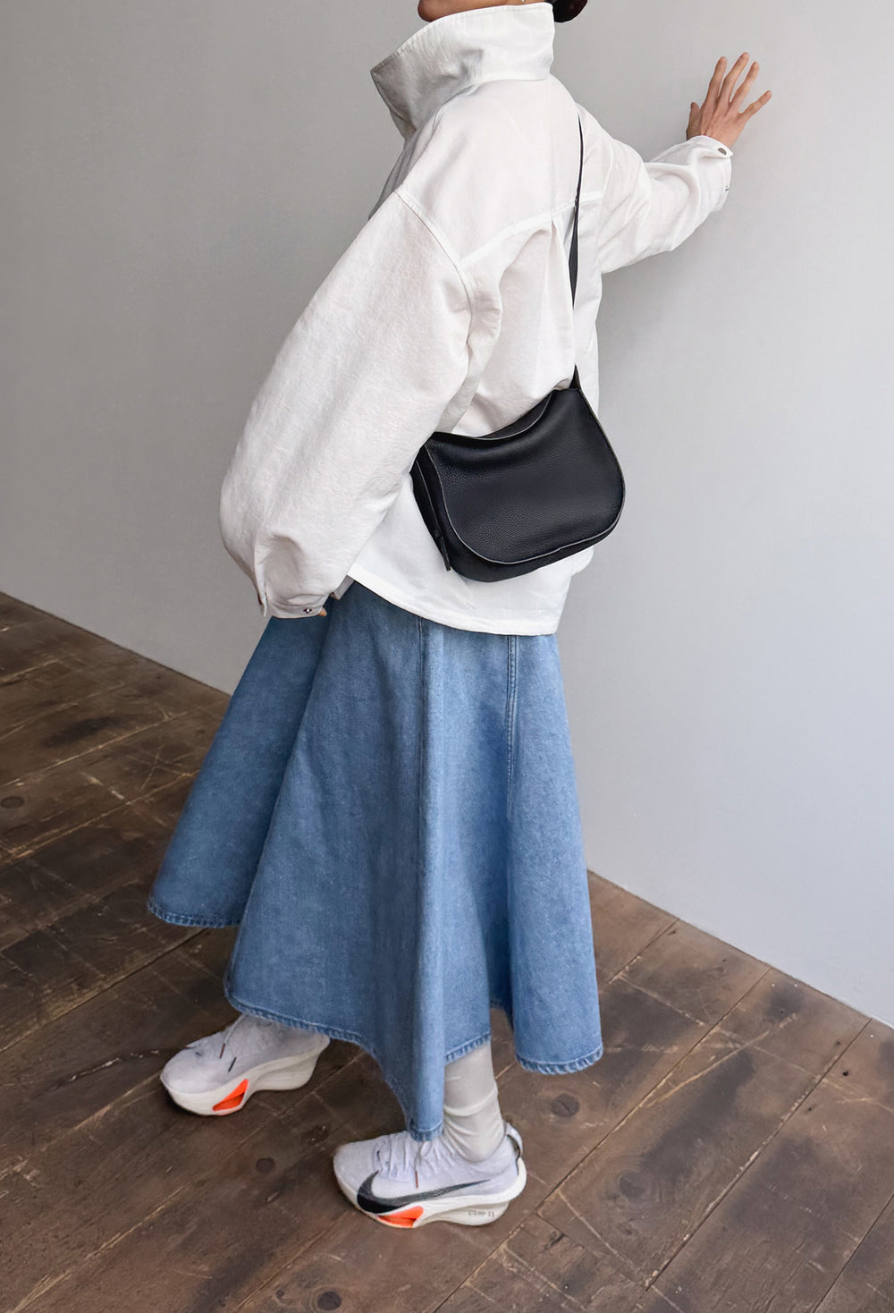 Flare denim skirt