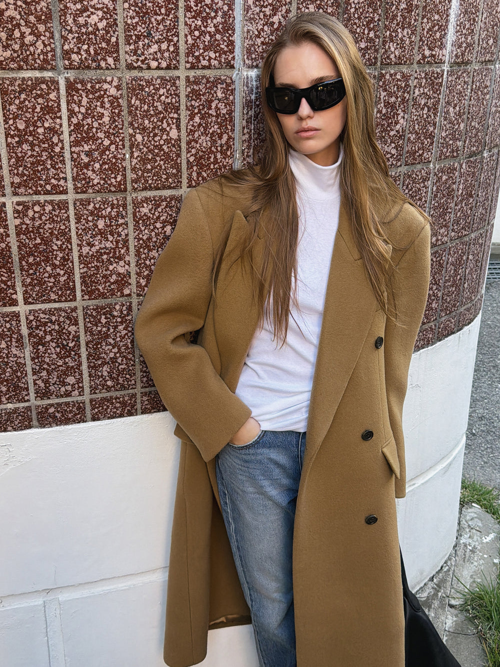 Double Tailored Long Coat Camel