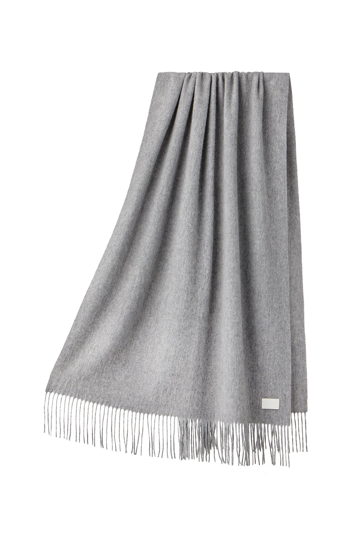Lambswool Fringe Muffler Gray