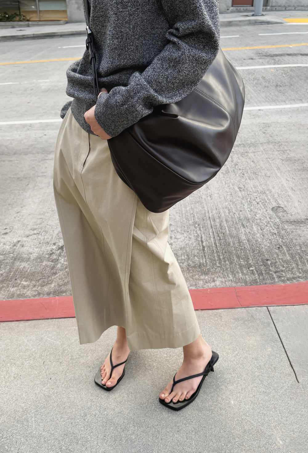 Cotton Tuck Skirt Beige
