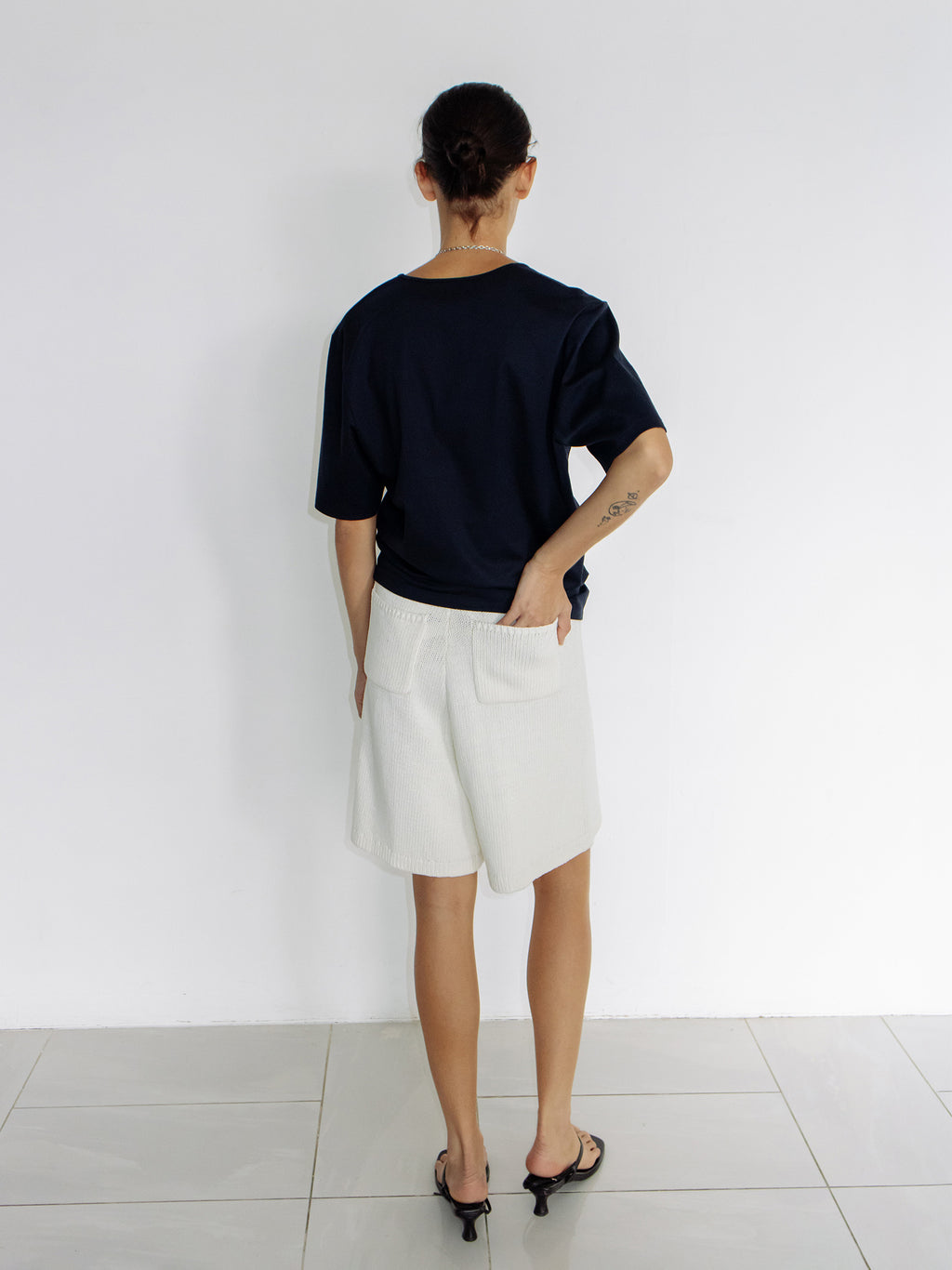 Cotton Knit Shorts Ivory