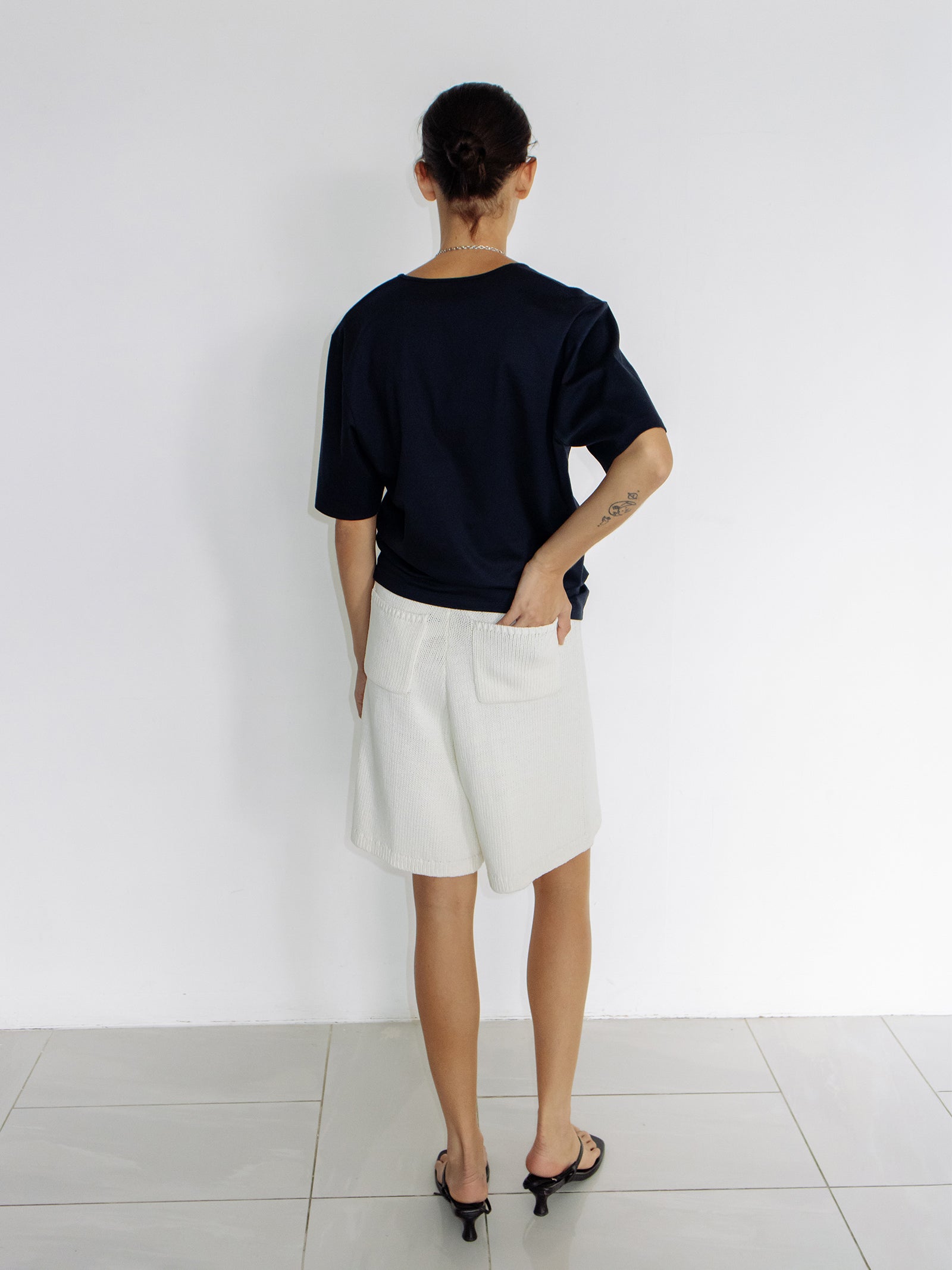 Cotton Knit Shorts Ivory