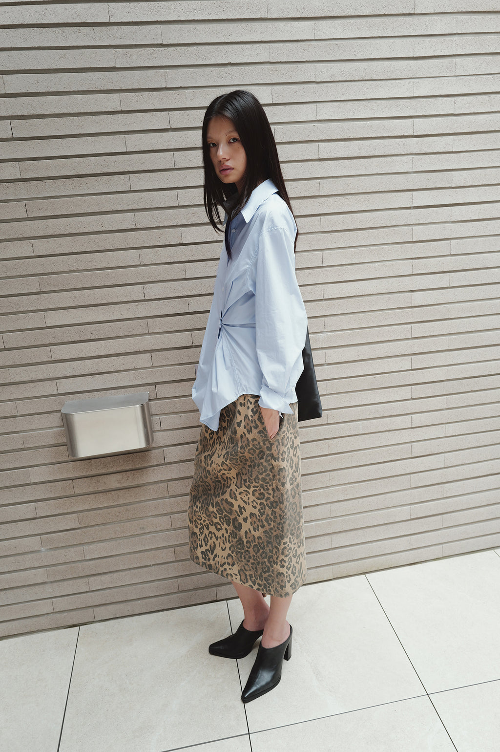 Leopard Midi Skirt Beige