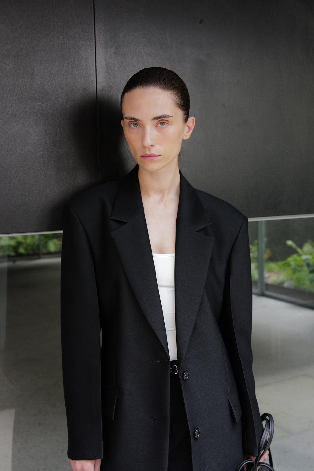 Wool Silk Blazer Black