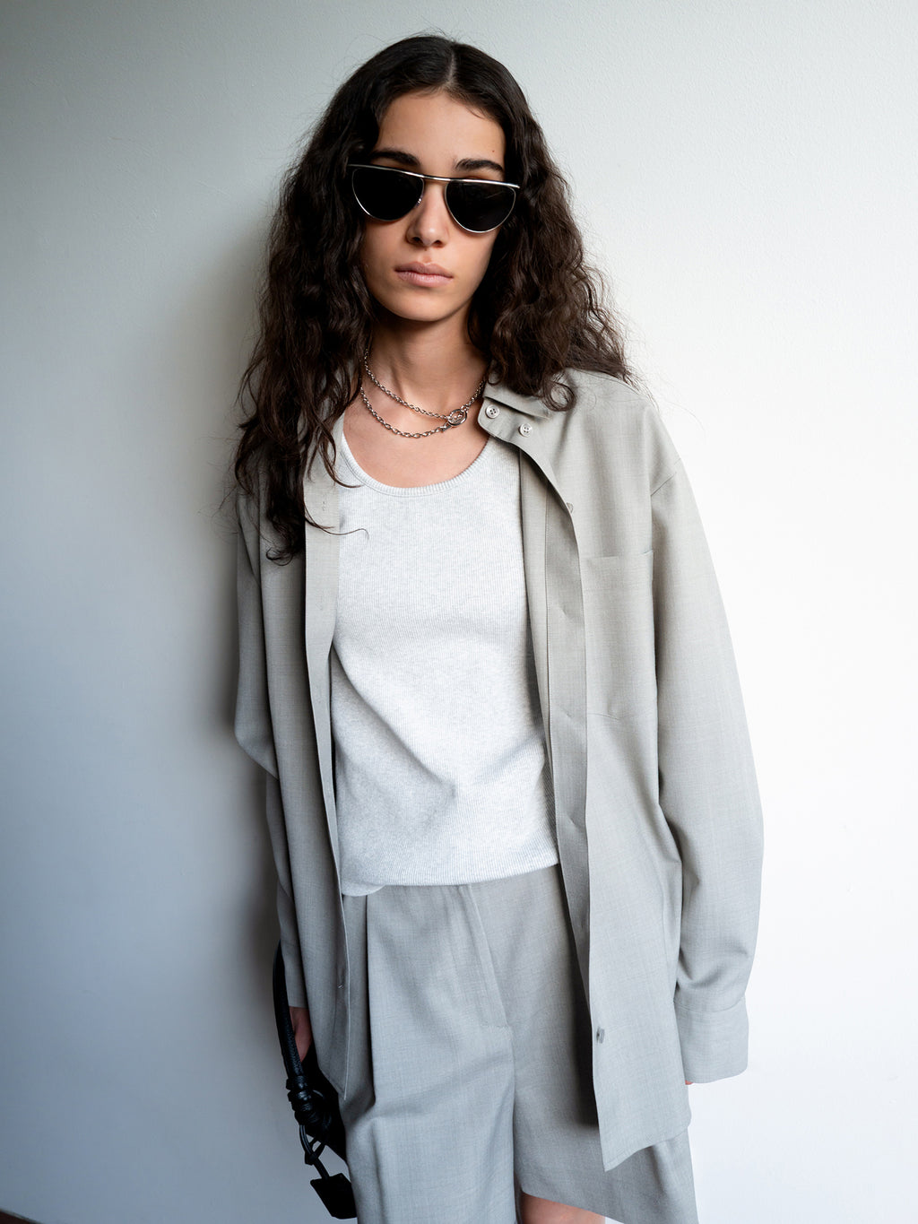 Clear Wool Shorts Gray