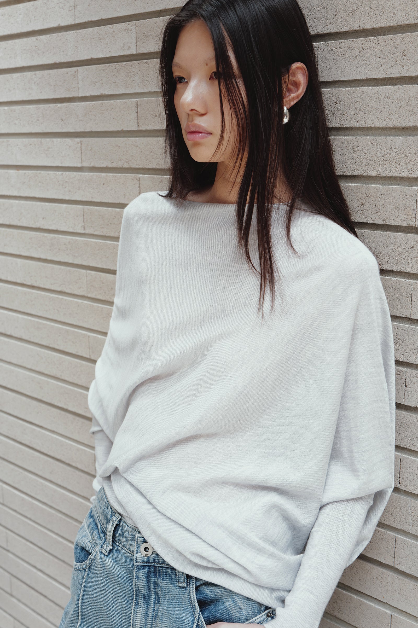 Washable 100% Wool Pullover Light Gray