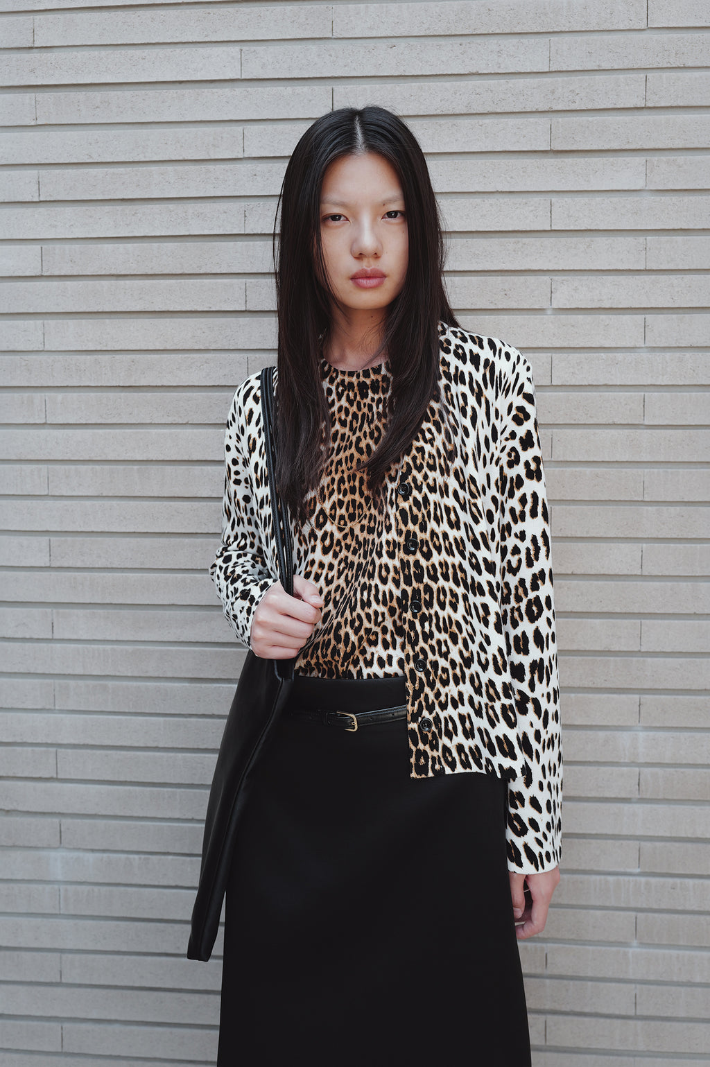 Leopard knit cardigan