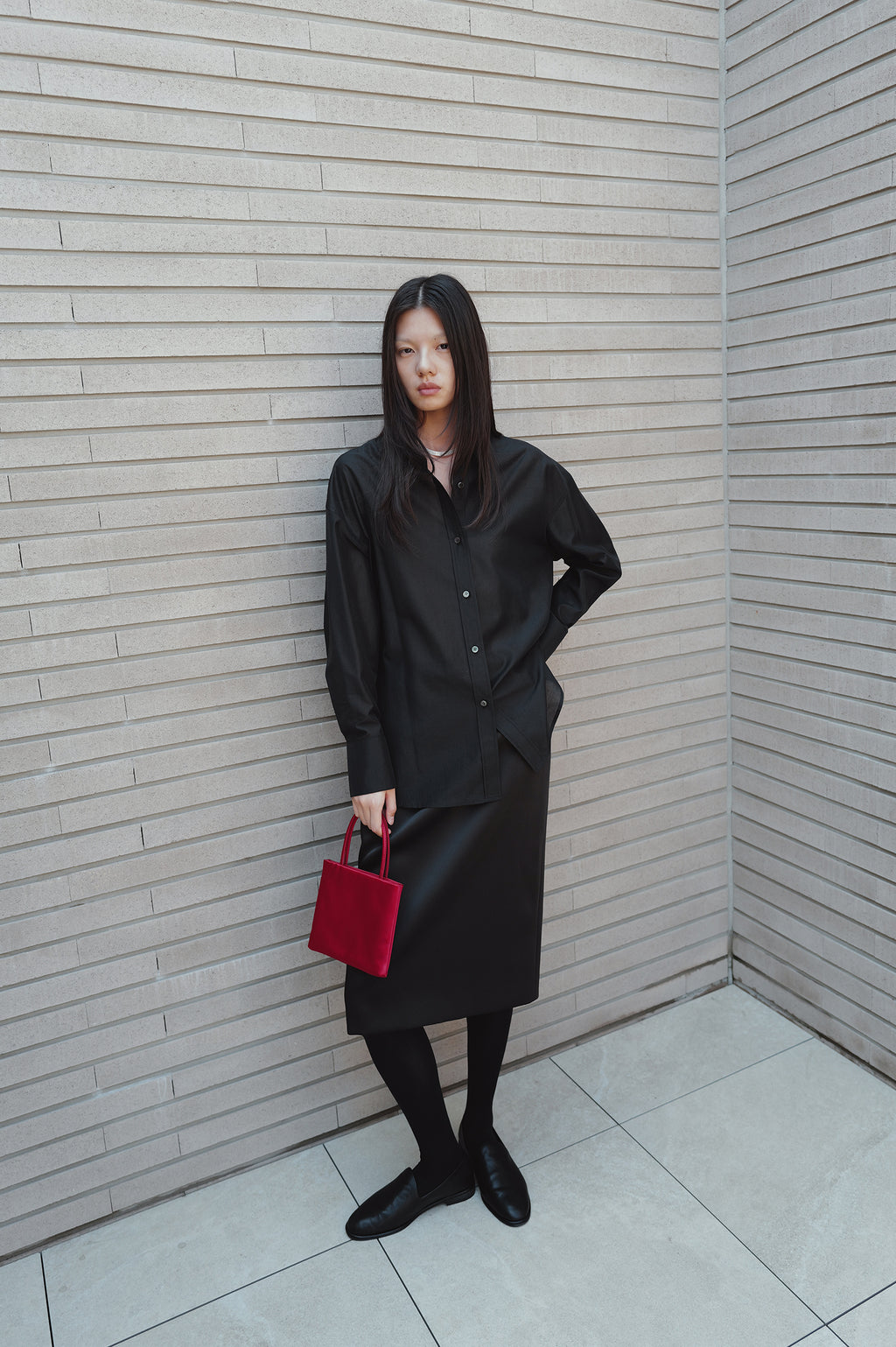 Belted Sheer Shirt Black