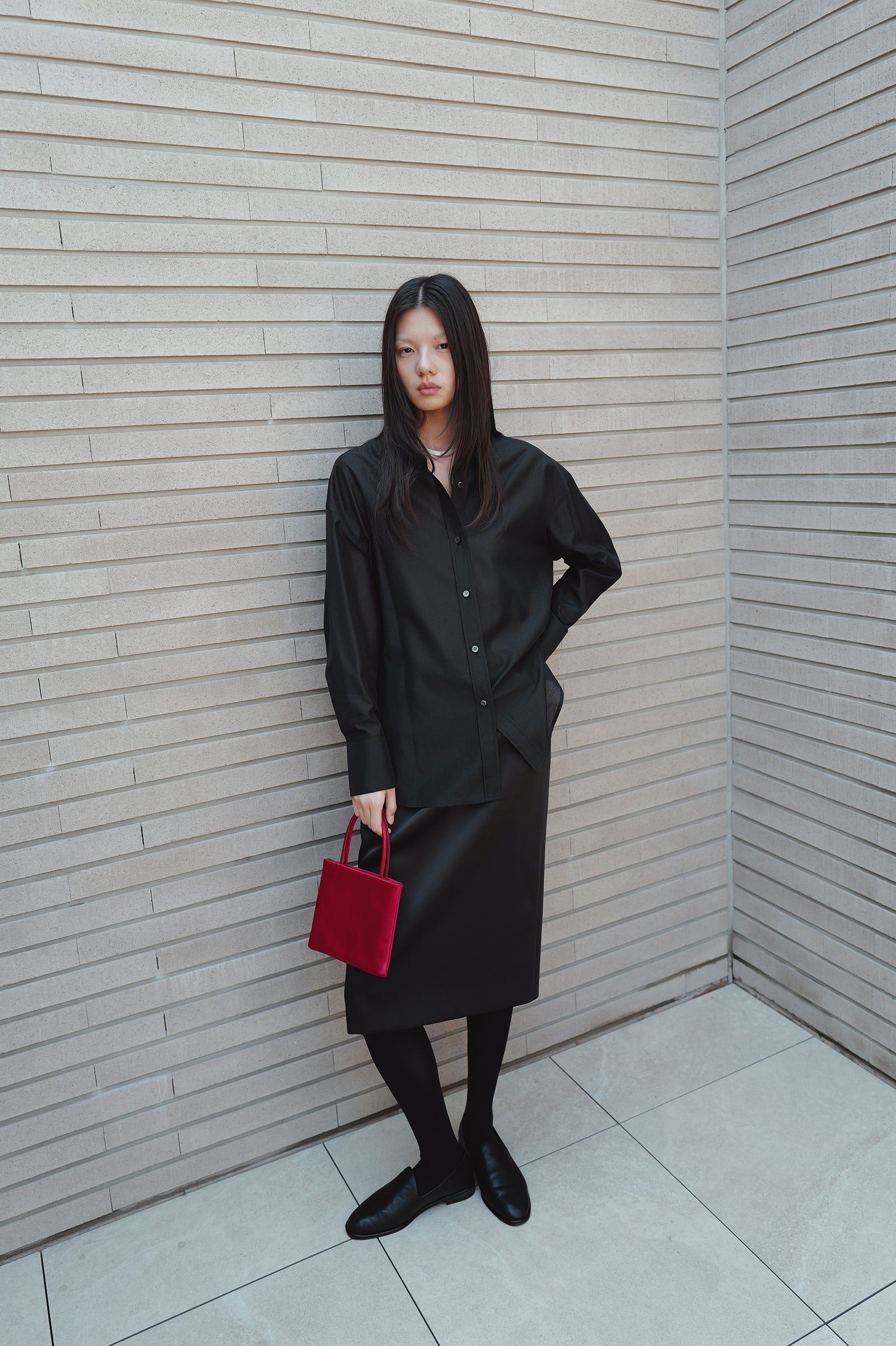 Belted Sheer Shirt Black