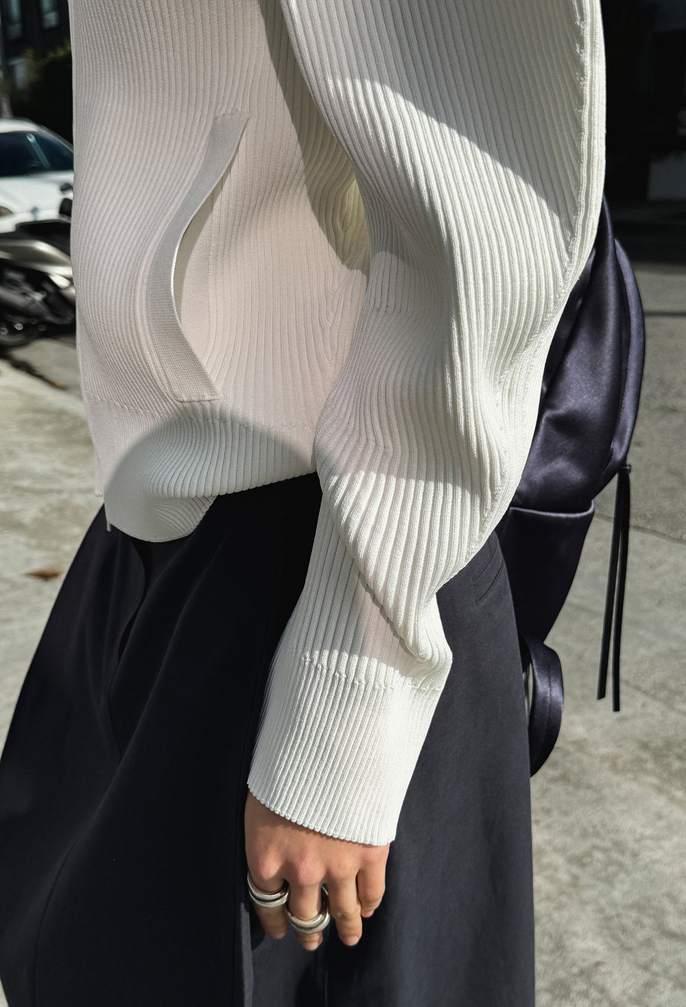 High-density Knit Zip-Up Ivory