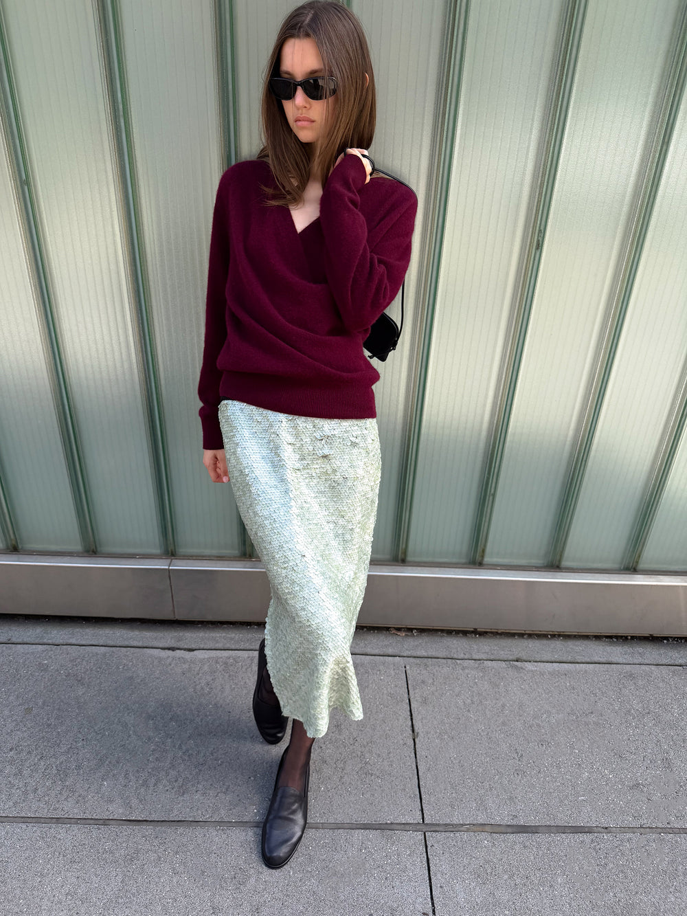 Cashmere 100 Wrap Knit Burgundy