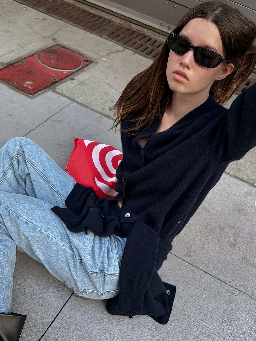 Cashmere 100 Padded Cardigan Navy