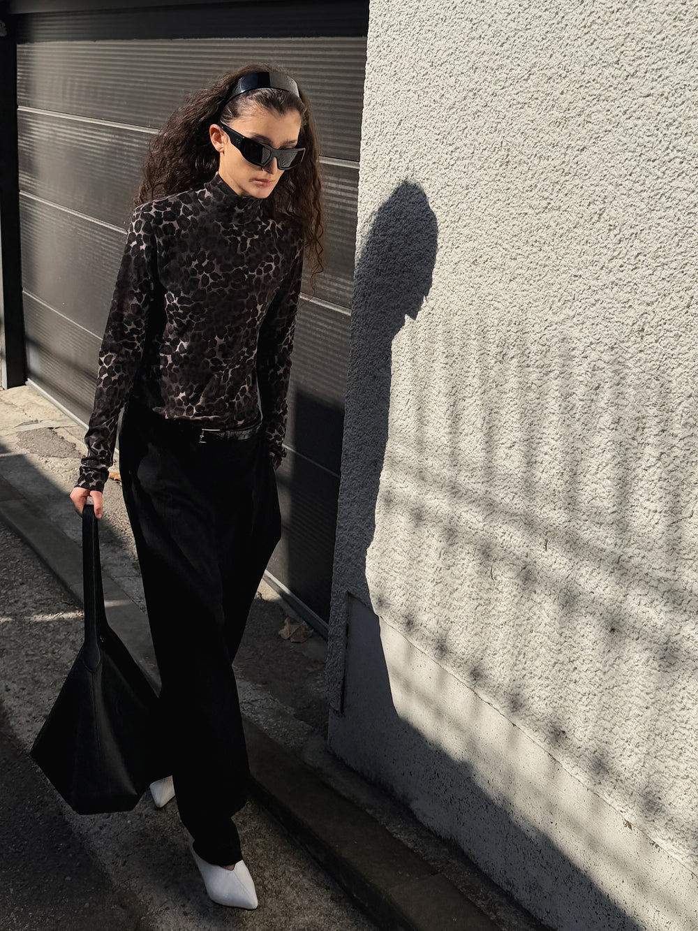 Leopard turtleneck T-shirt