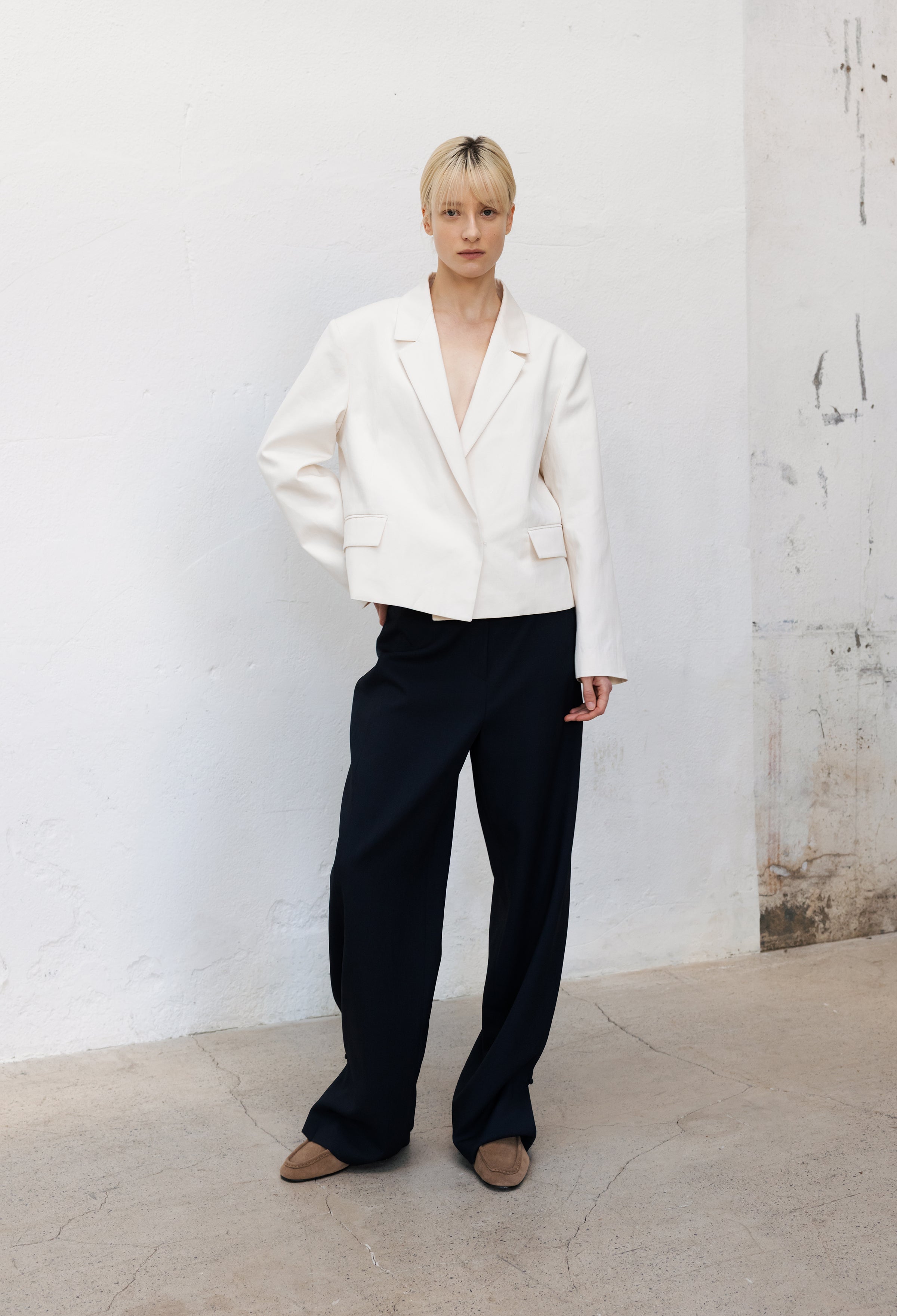 Two-Way Stretch Straight Pants Dark Navy