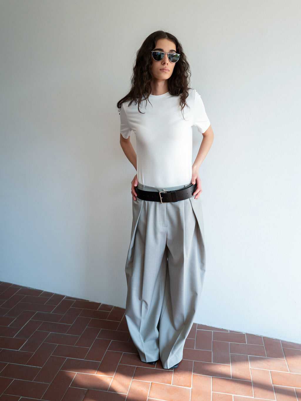Clear Wool Trousers Gray