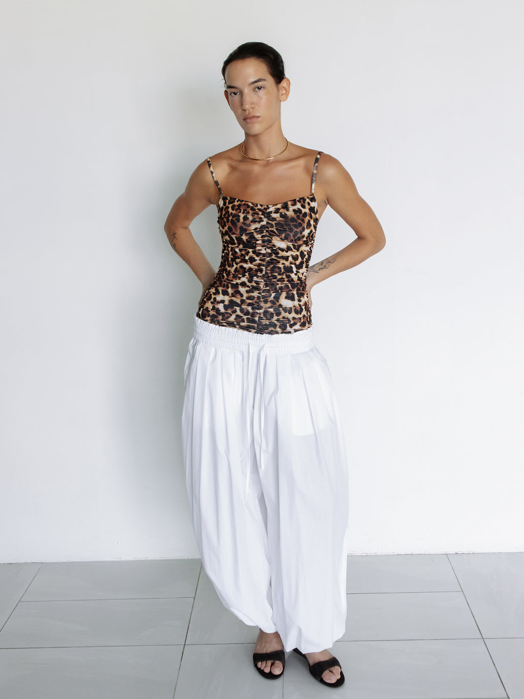 Parachute Banding Pants White