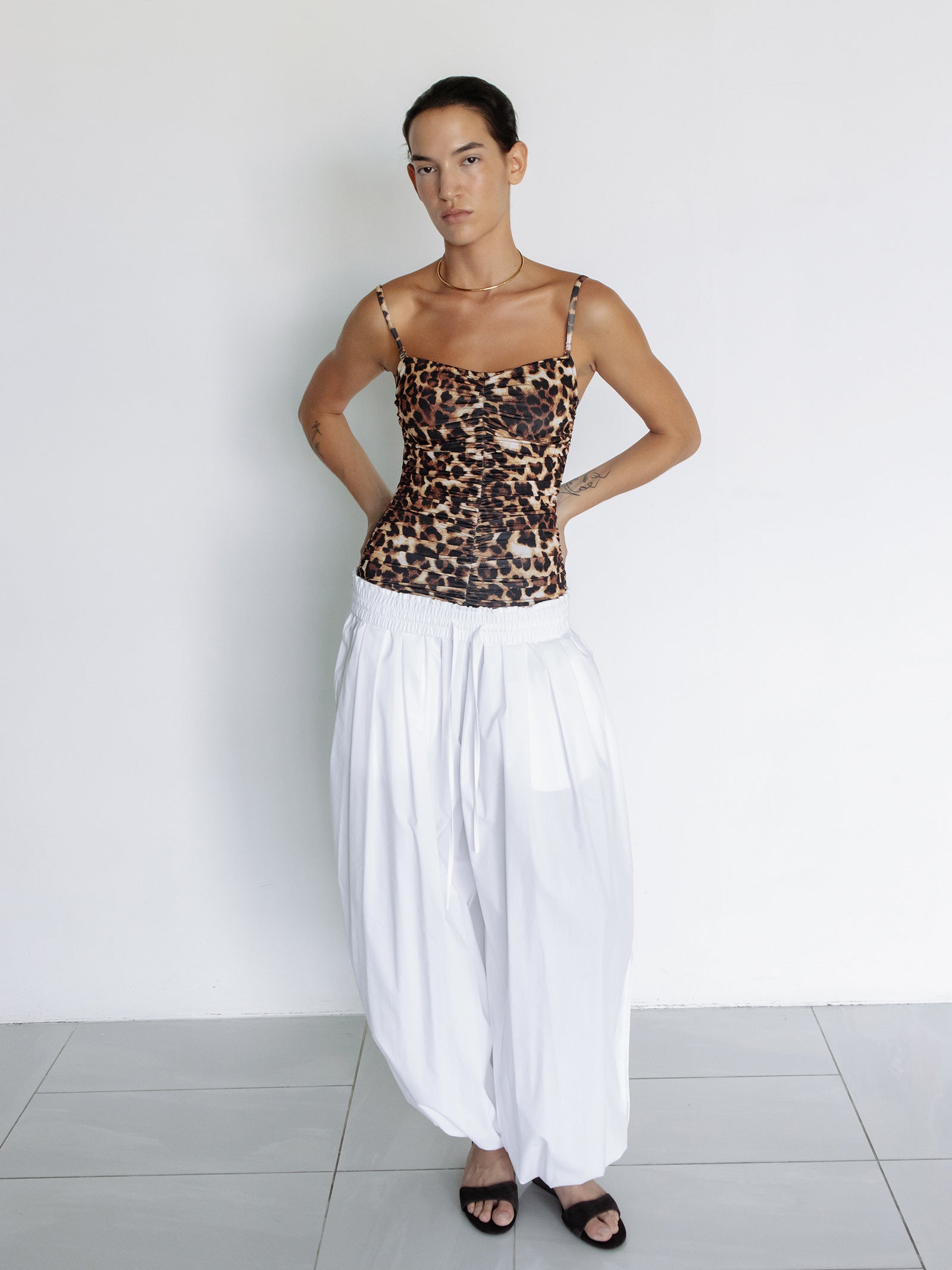 Parachute Banding Pants White