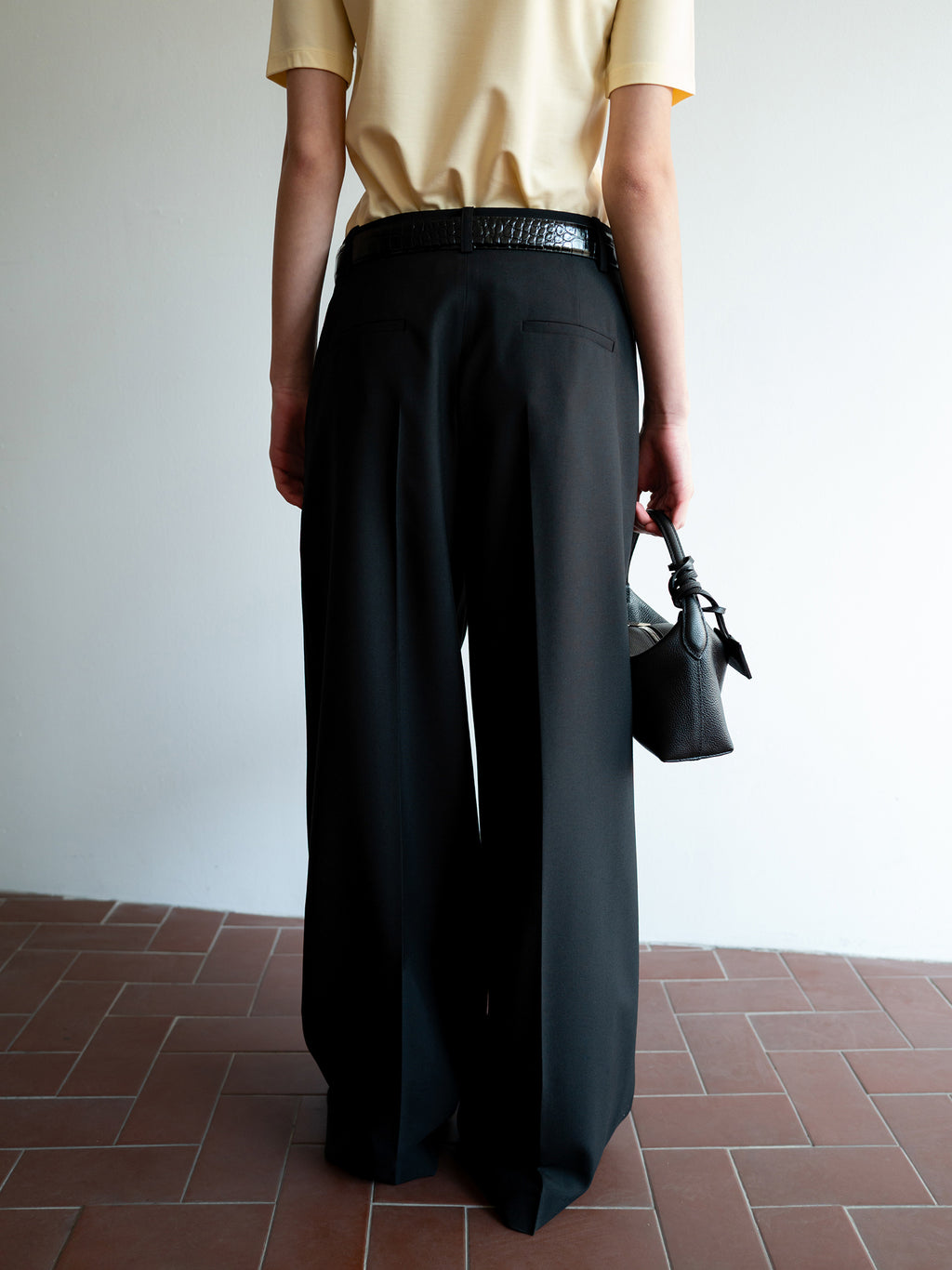 Clear Wool Trousers Black