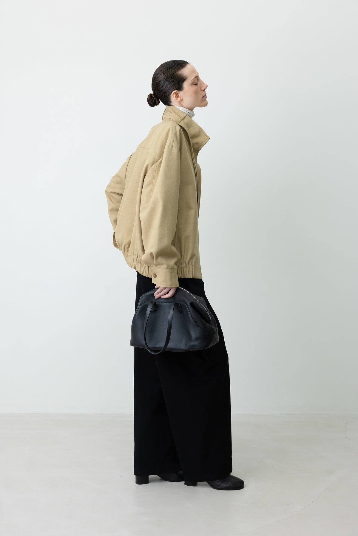 High-Neck Blouson Jumper Beige