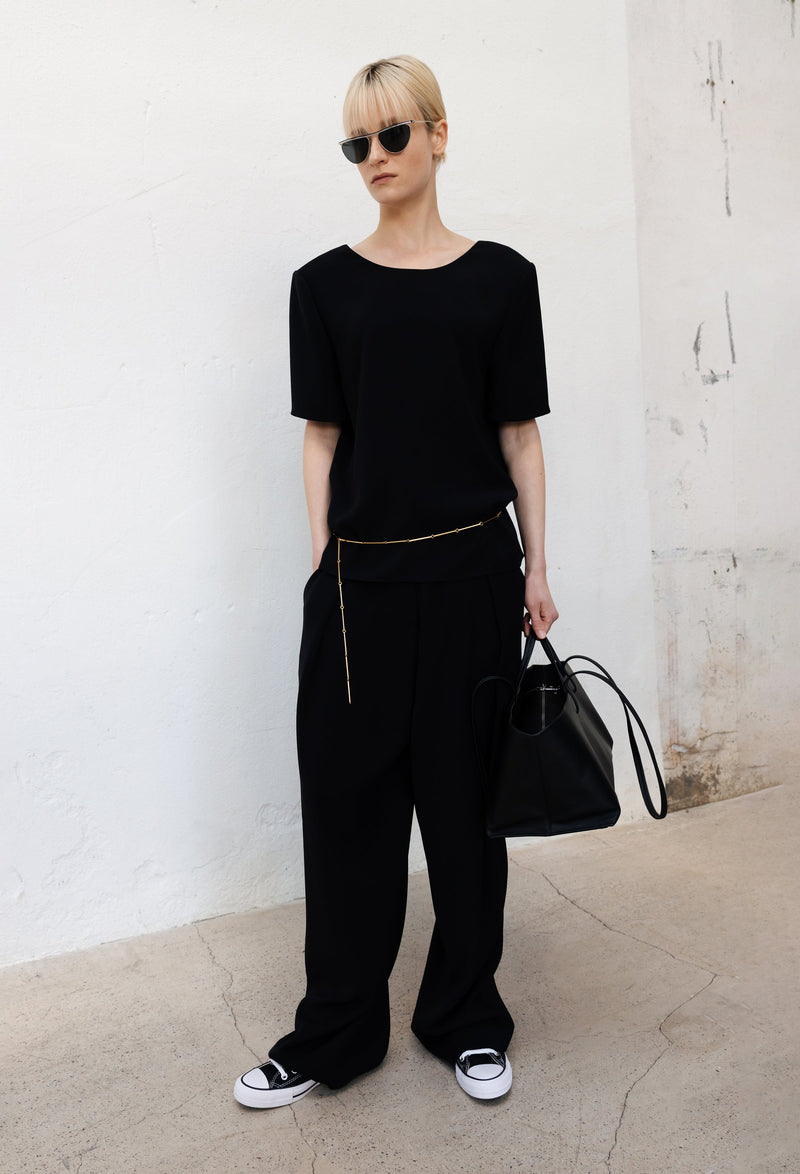 Circle Buckle Belt Black Silver