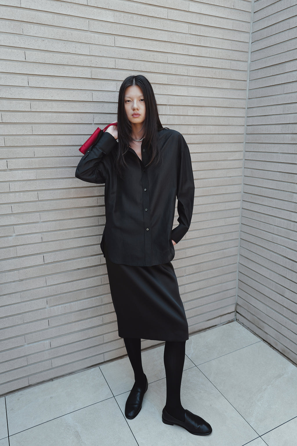 Belted Sheer Shirt Black