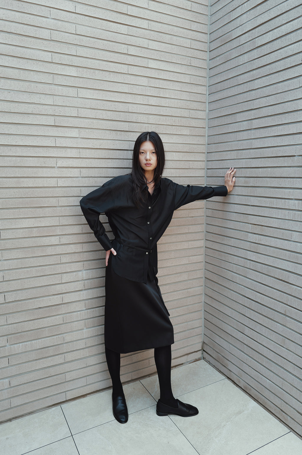 Satin Midi Skirt Black
