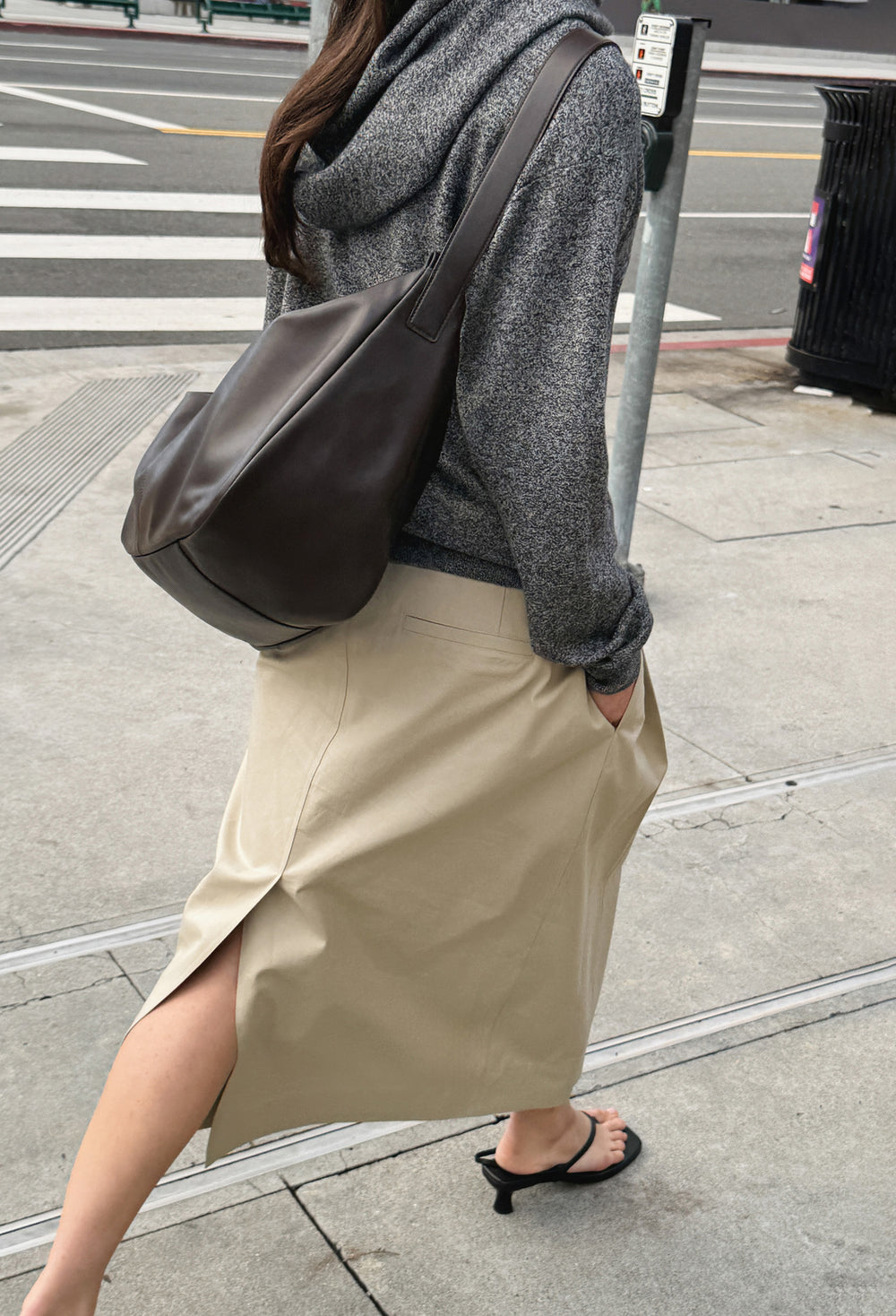 Cotton Tuck Skirt Beige