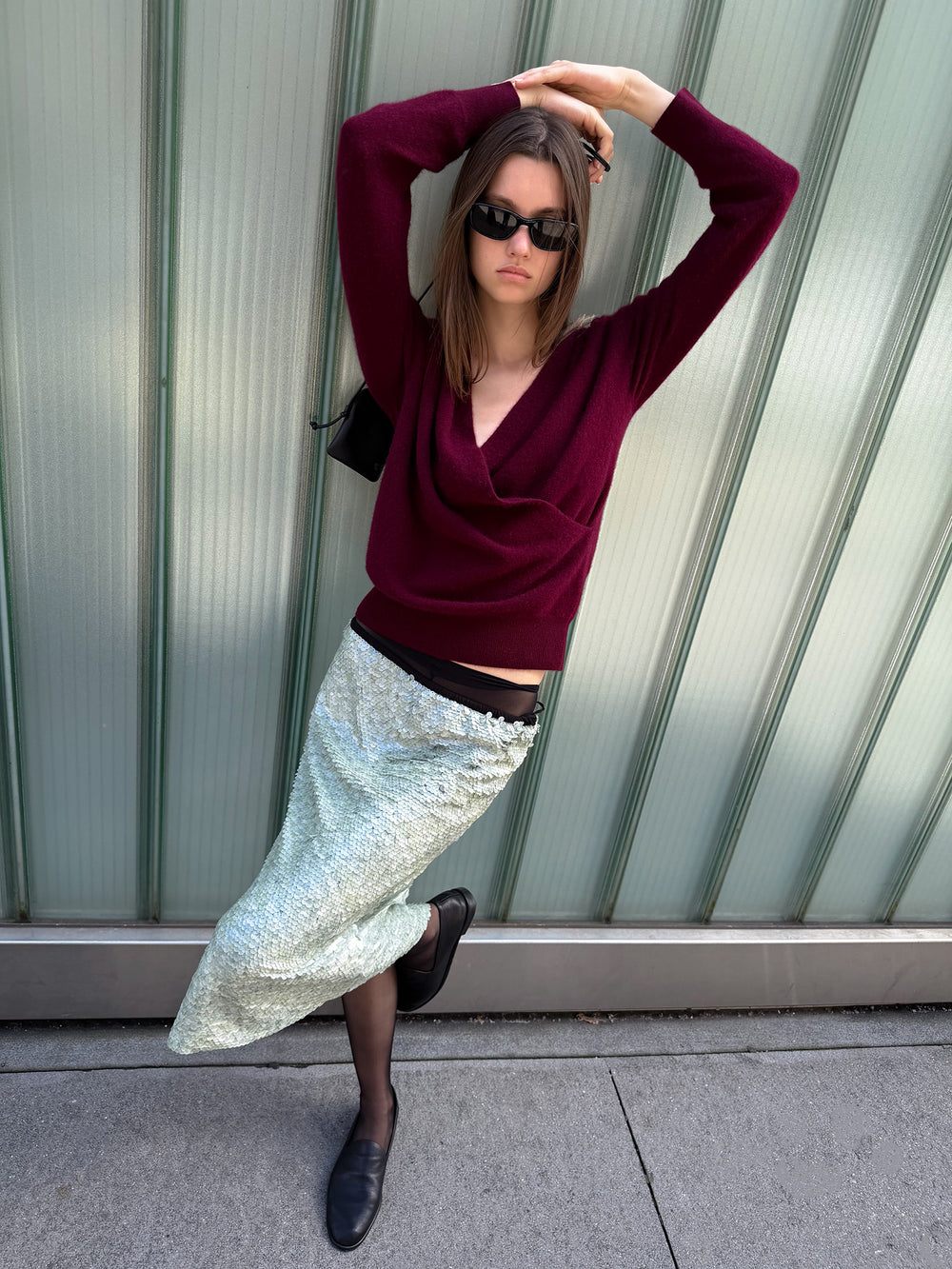 Cashmere 100 Wrap Knit Burgundy
