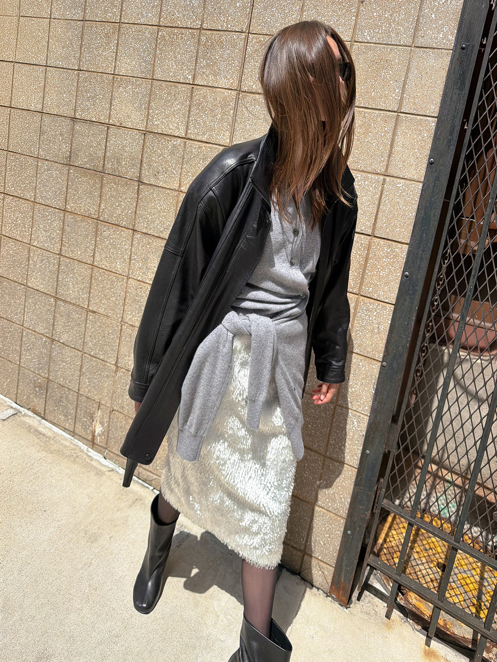 Cashmere 100 Padded Cardigan Grey