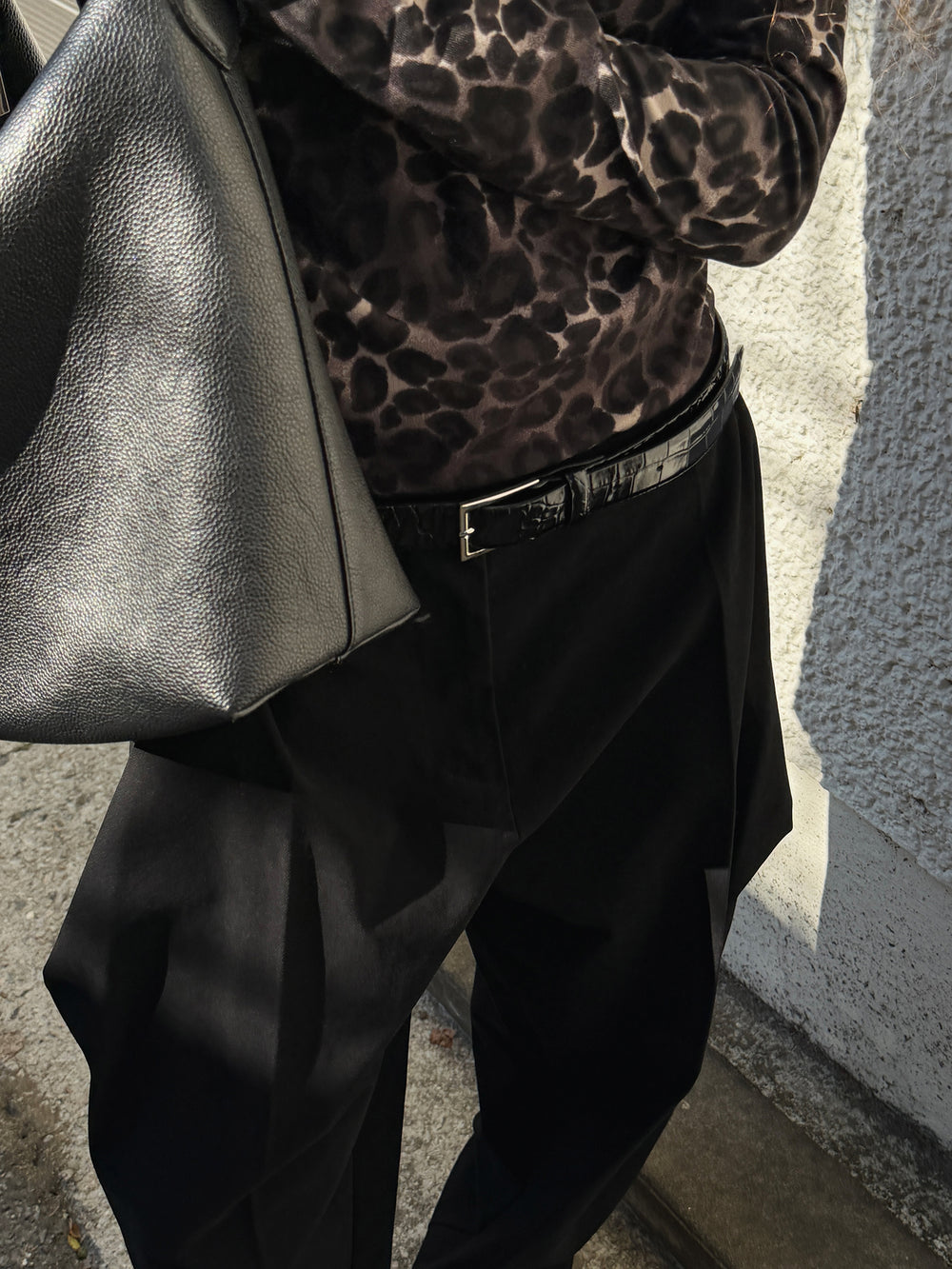 Leopard turtleneck T-shirt