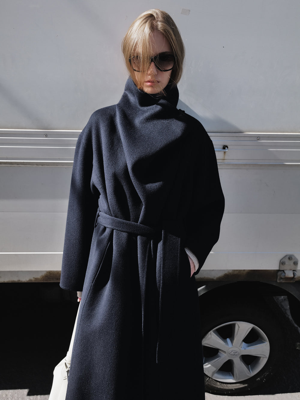 Superior Cashmere Coat Dark Navy