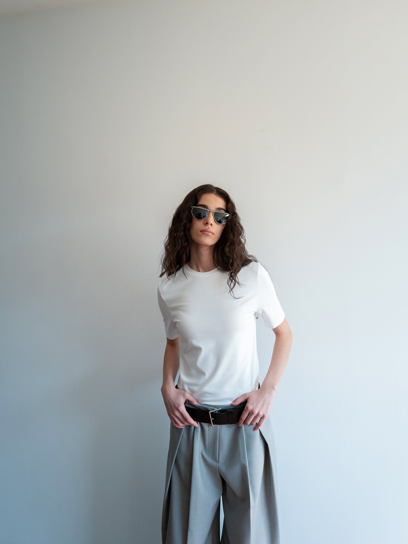 Clear Wool Trousers Gray