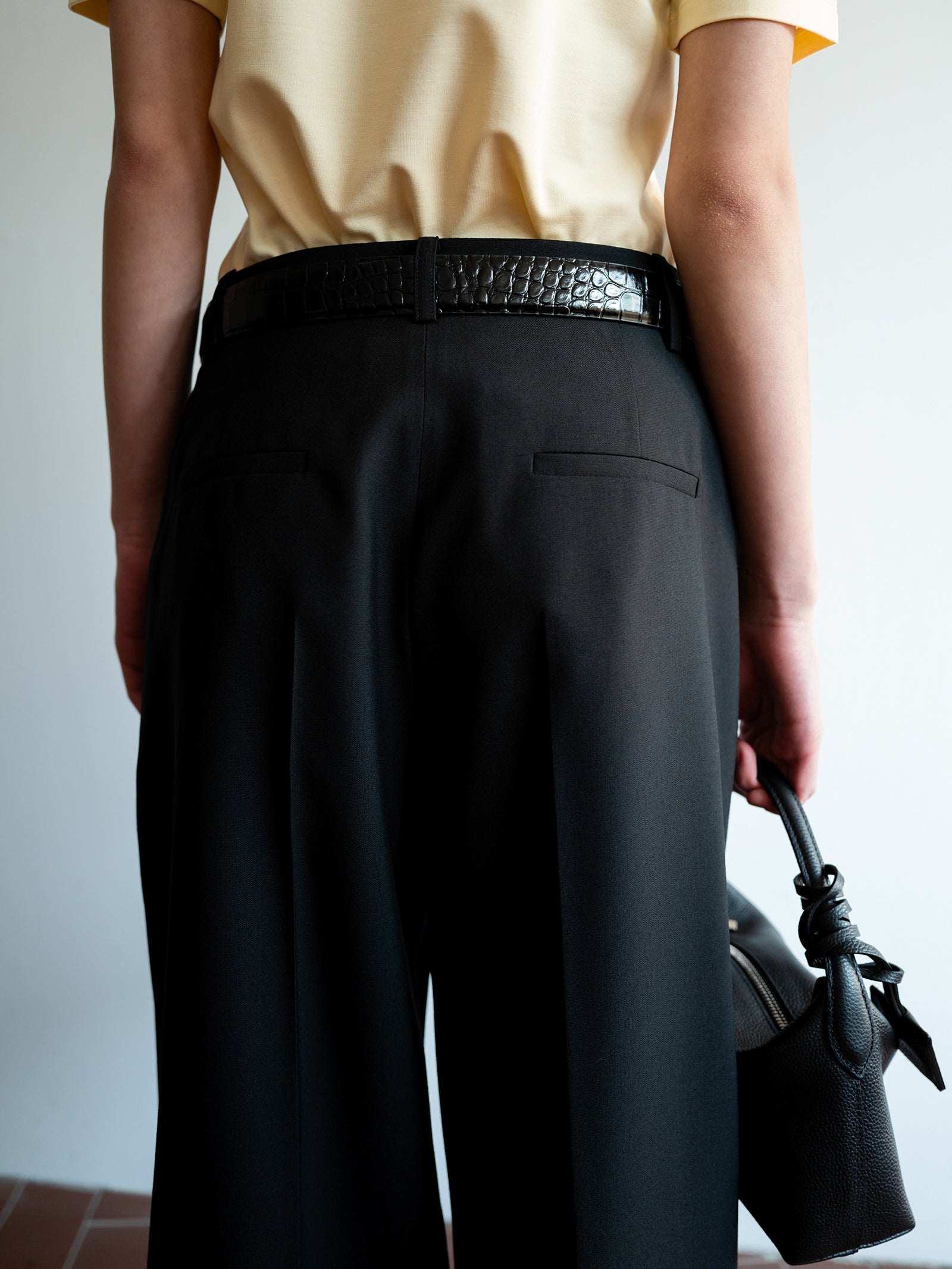 Clear Wool Trousers Black