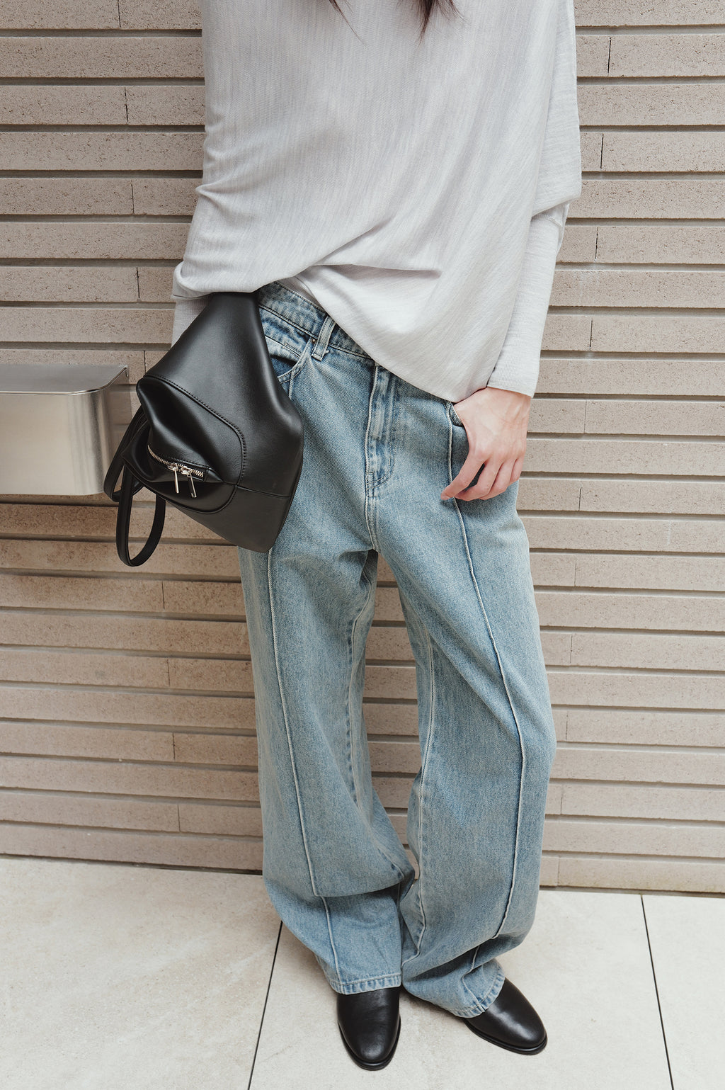 Washable 100% Wool Pullover Light Gray