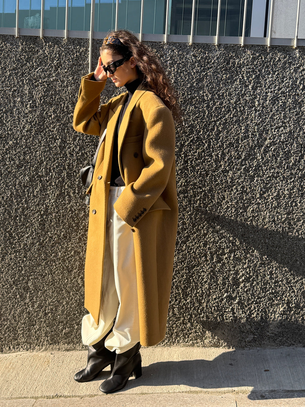 Double Tailored Long Coat Camel