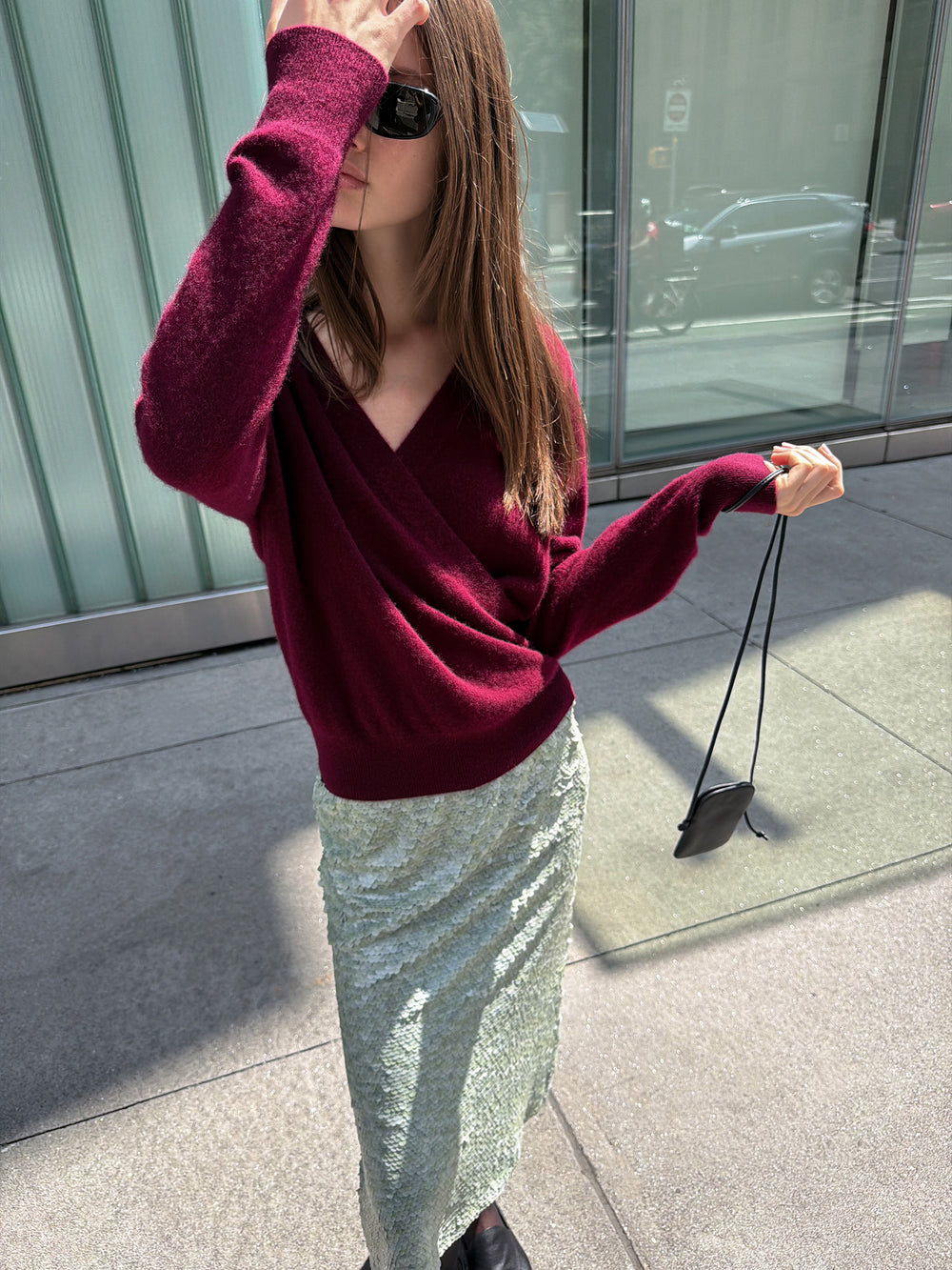 Cashmere 100 Wrap Knit Burgundy