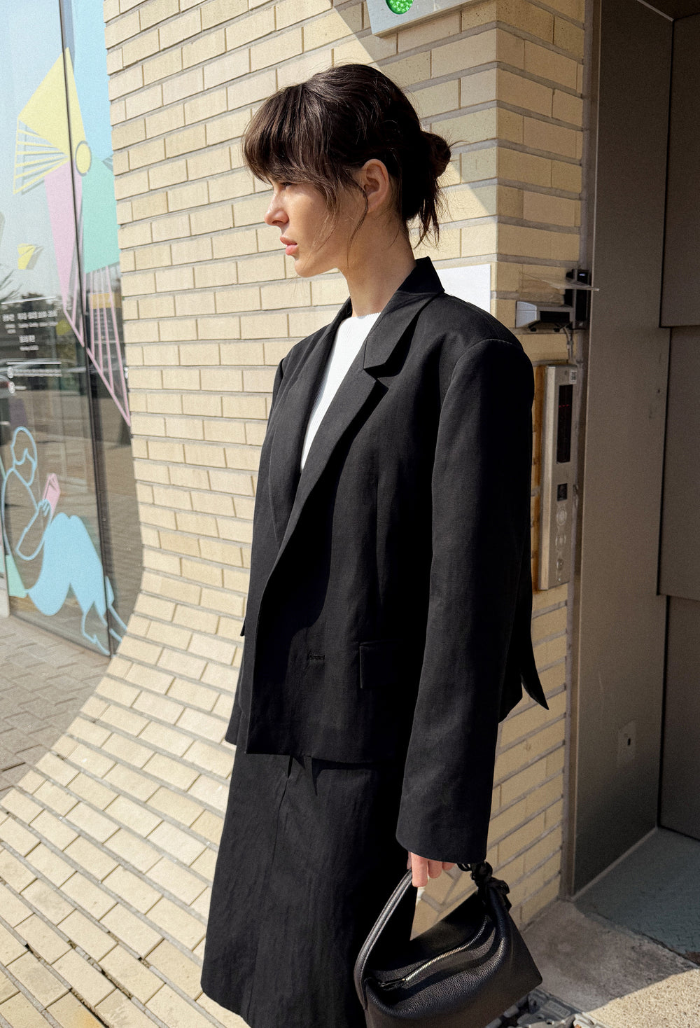 코튼 크롭 자켓 블랙