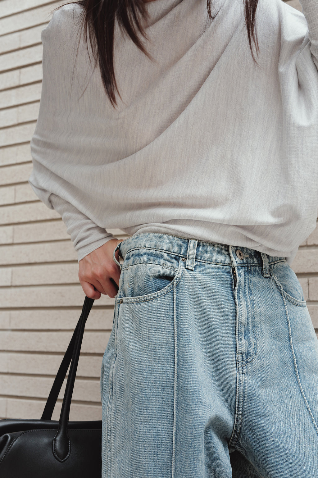 Washable 100% Wool Pullover Light Gray