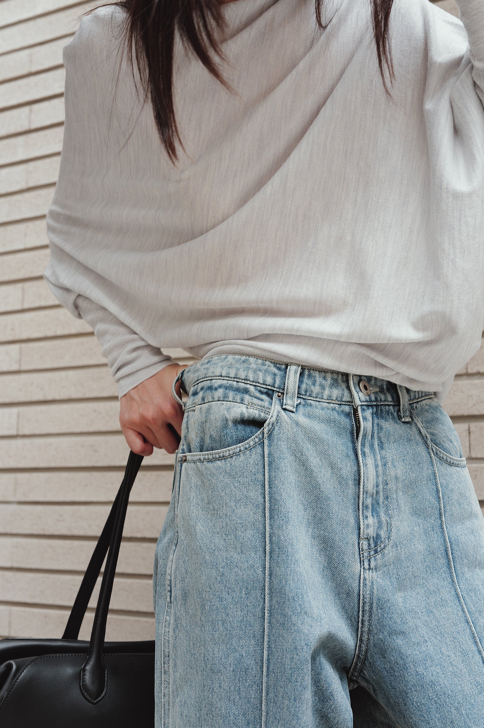 Washable 100% Wool Pullover Light Gray