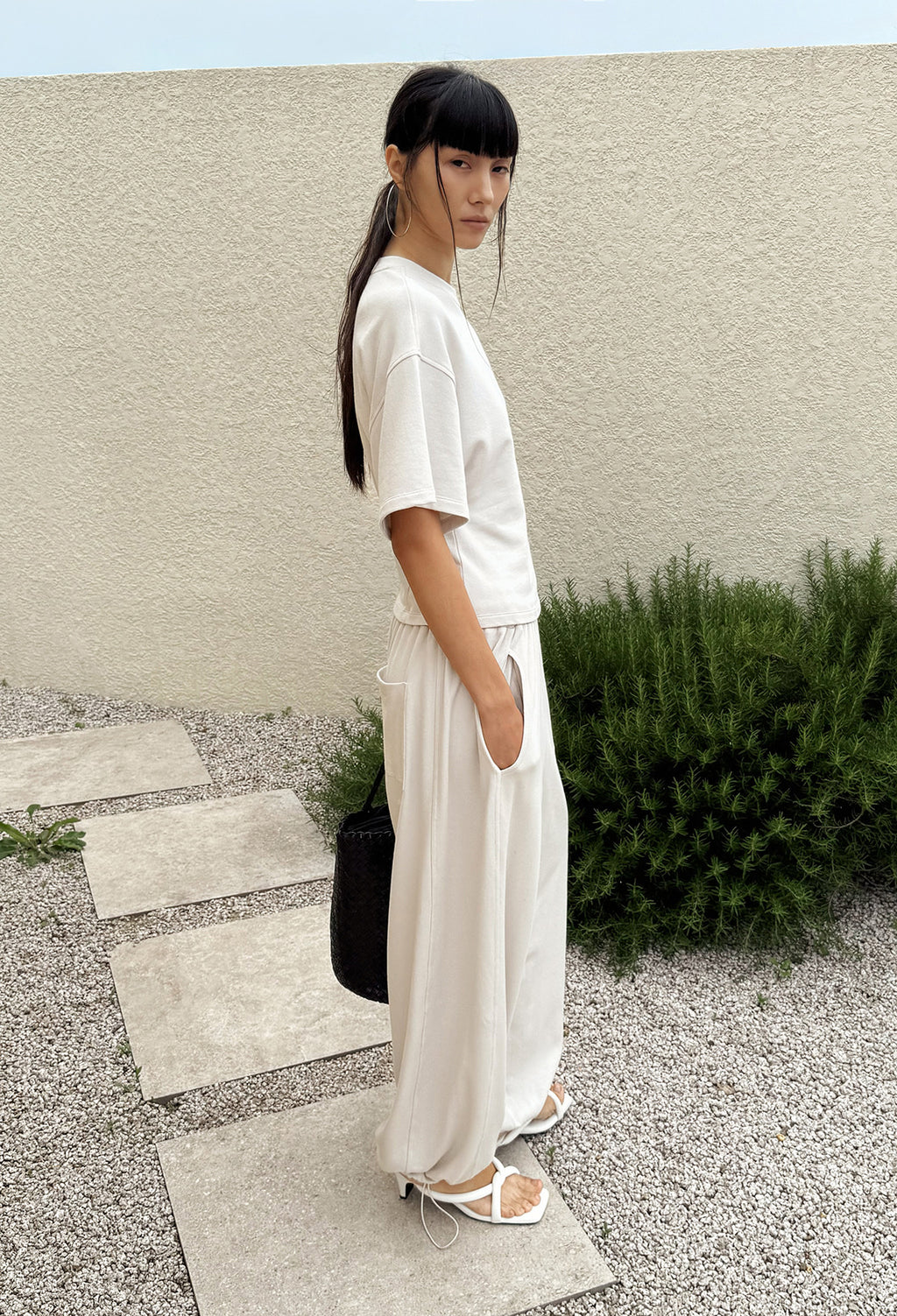 데일리 라운지 티셔츠 아이보리