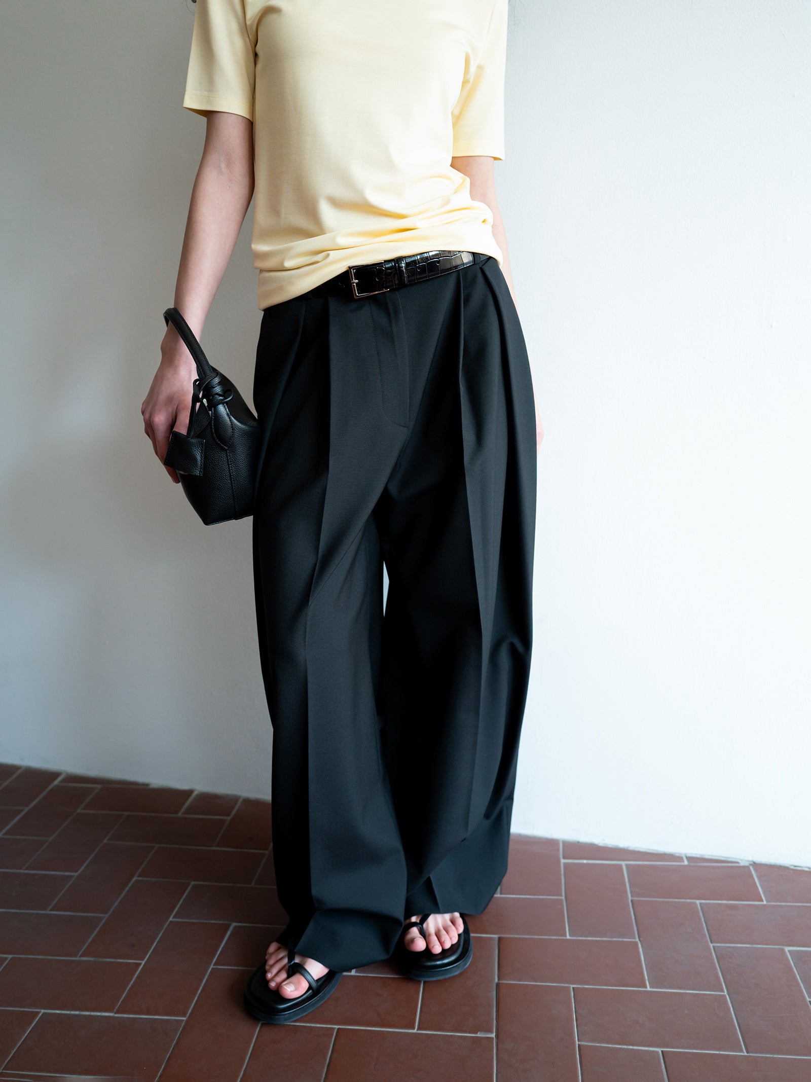 Clear Wool Trousers Black