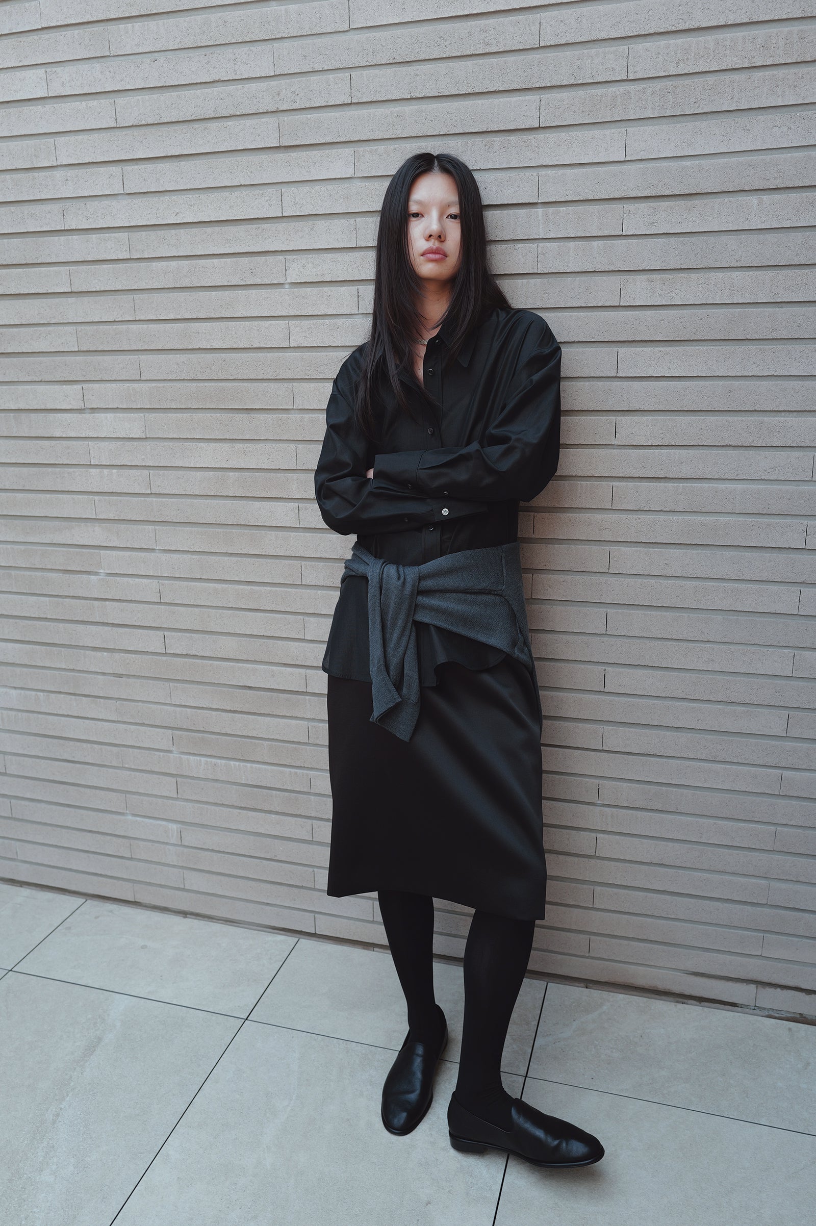 Satin Midi Skirt Black