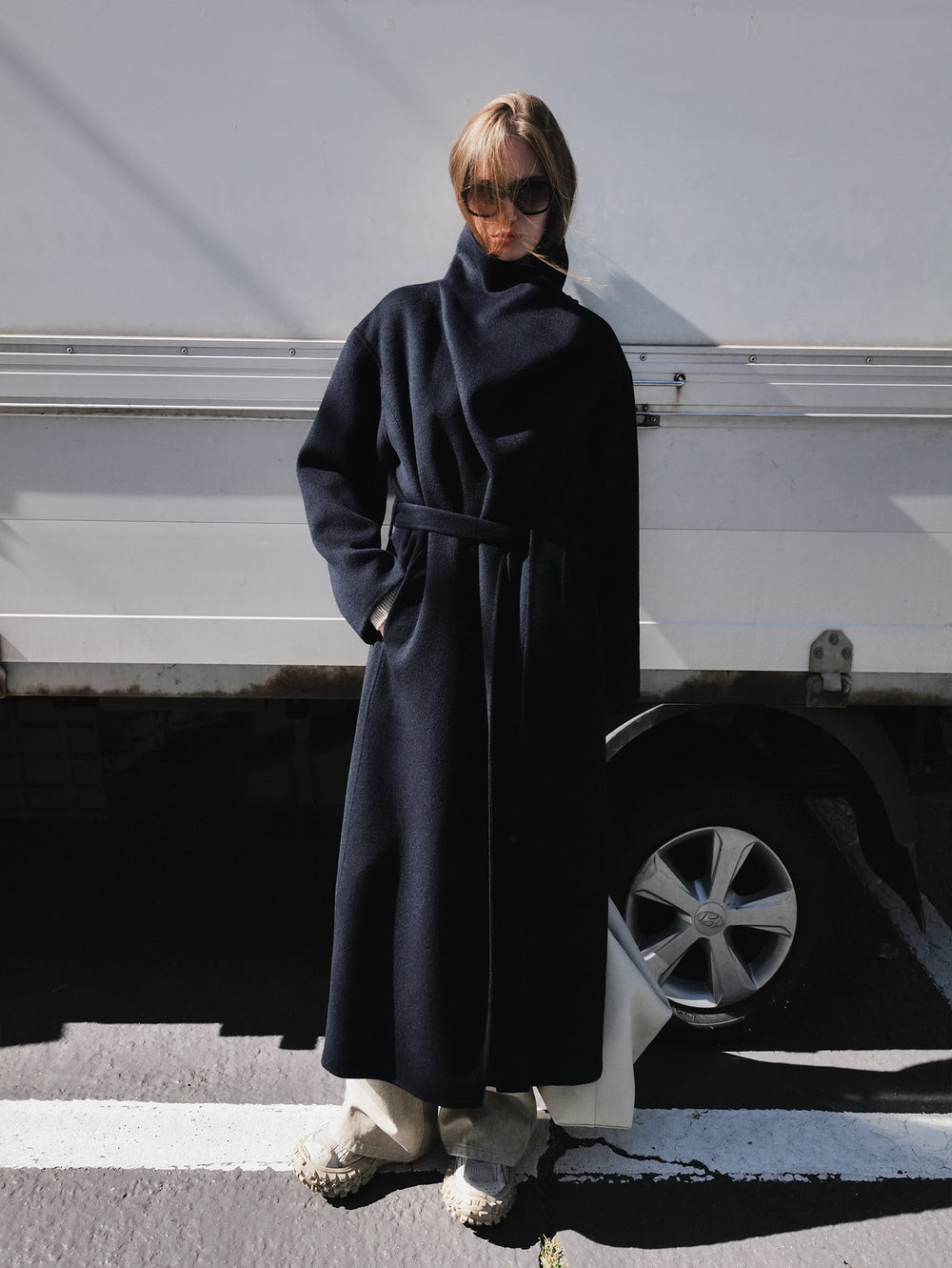Superior Cashmere Coat Dark Navy