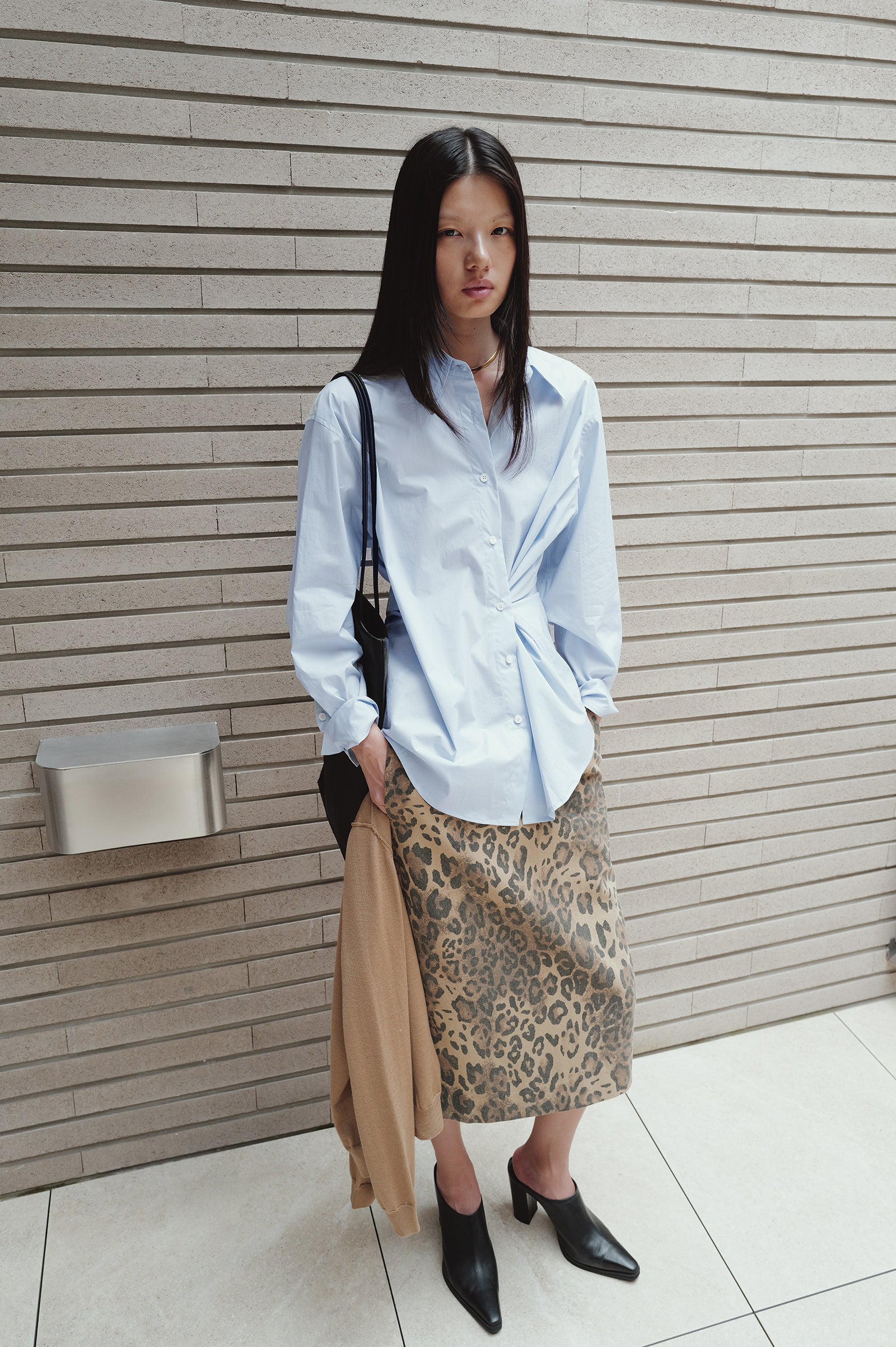 Leopard Midi Skirt Beige