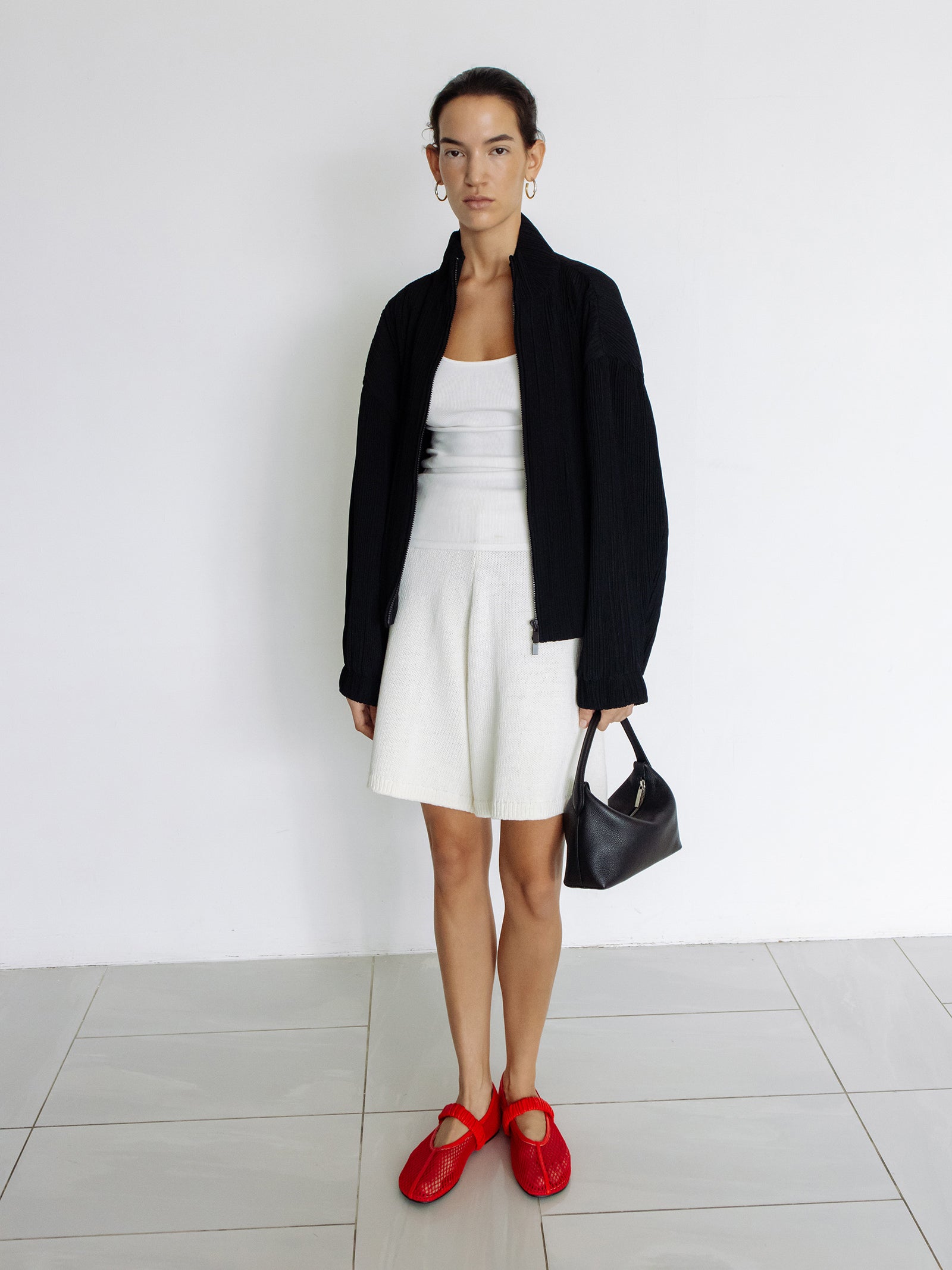Cotton Knit Shorts Ivory