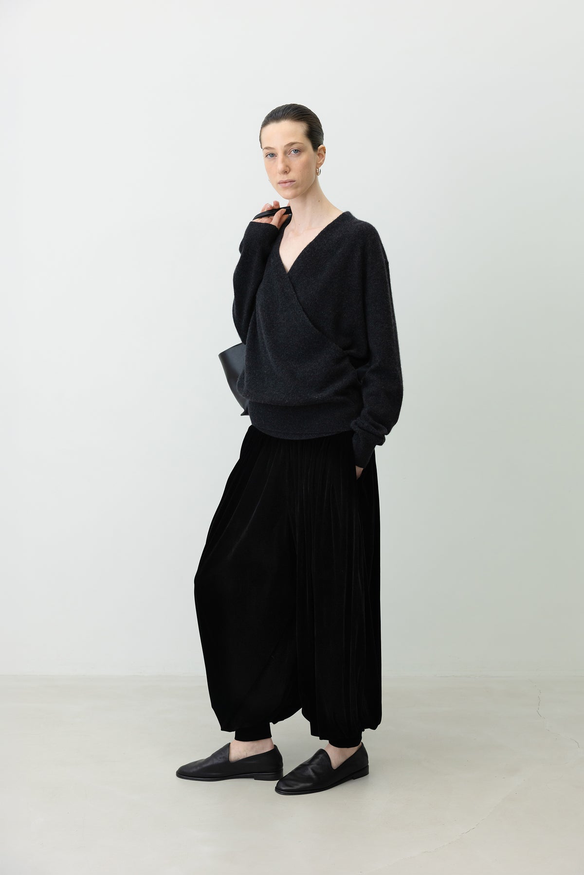 Velvet Parachute Pants Black