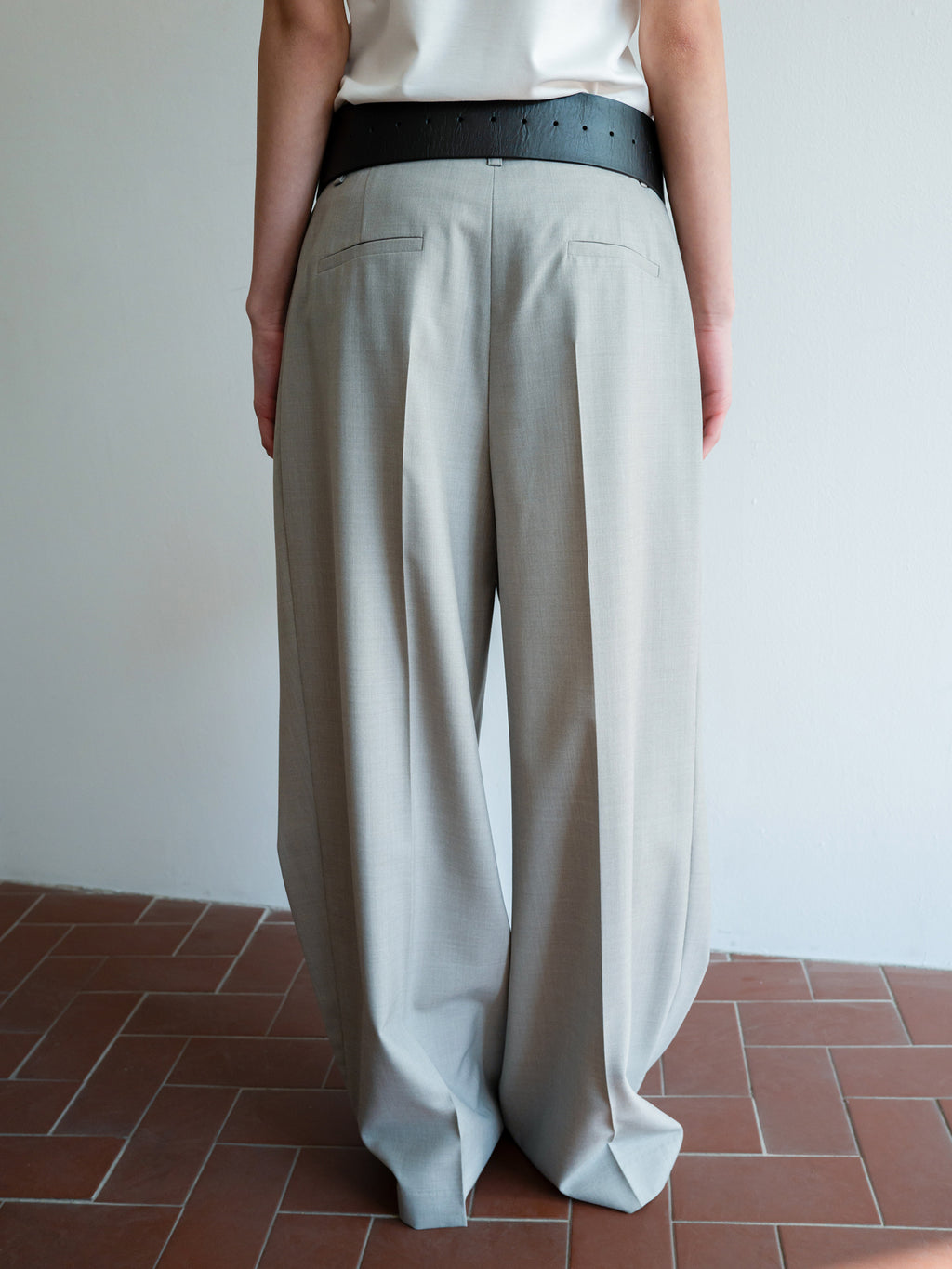 Clear Wool Trousers Gray