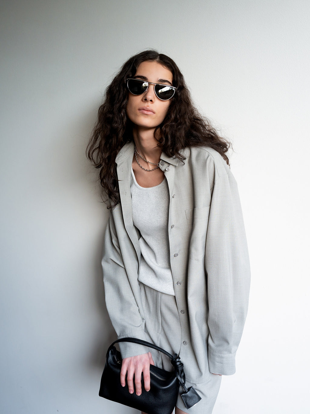 Clear Wool Shorts Gray