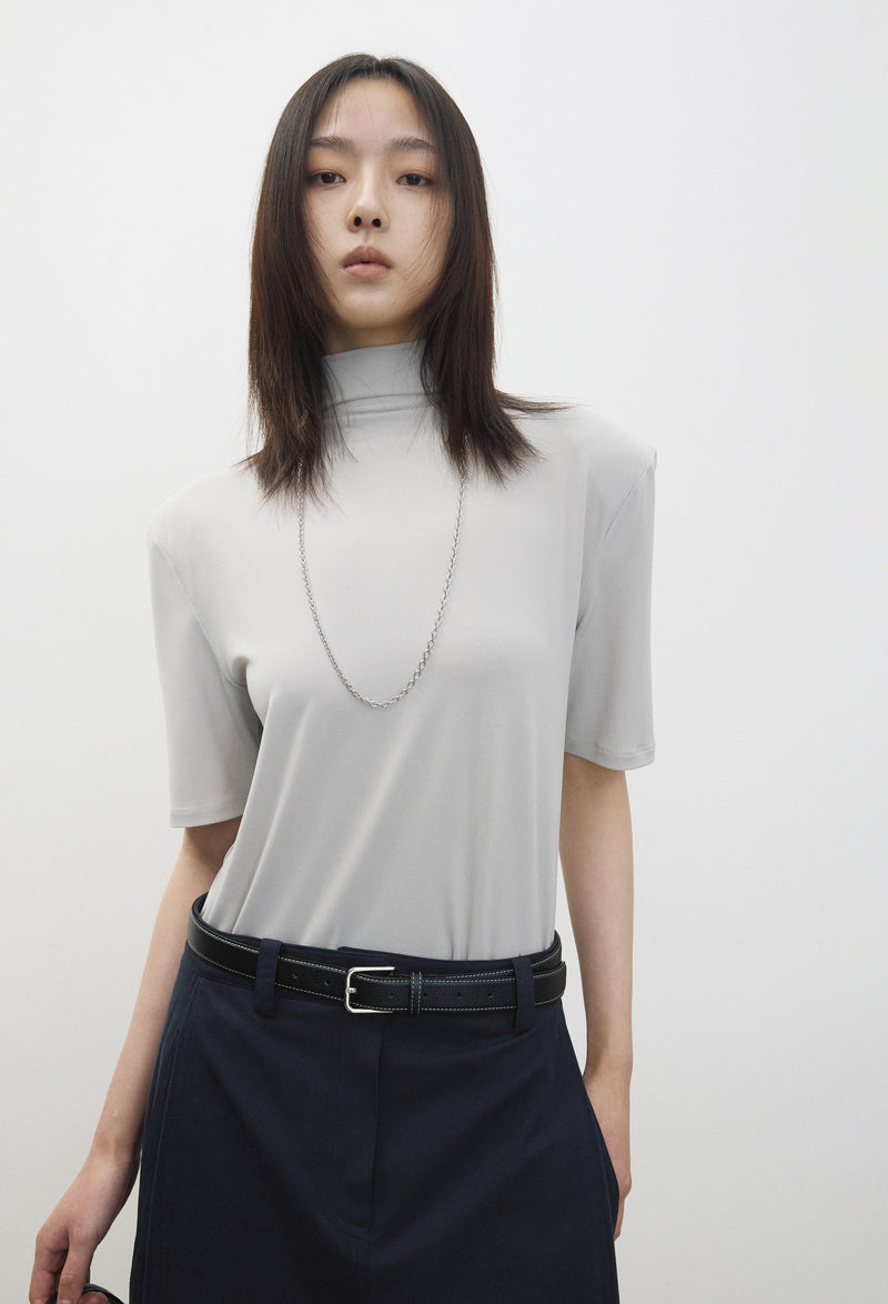 Padded Short-Sleeve Top Beige